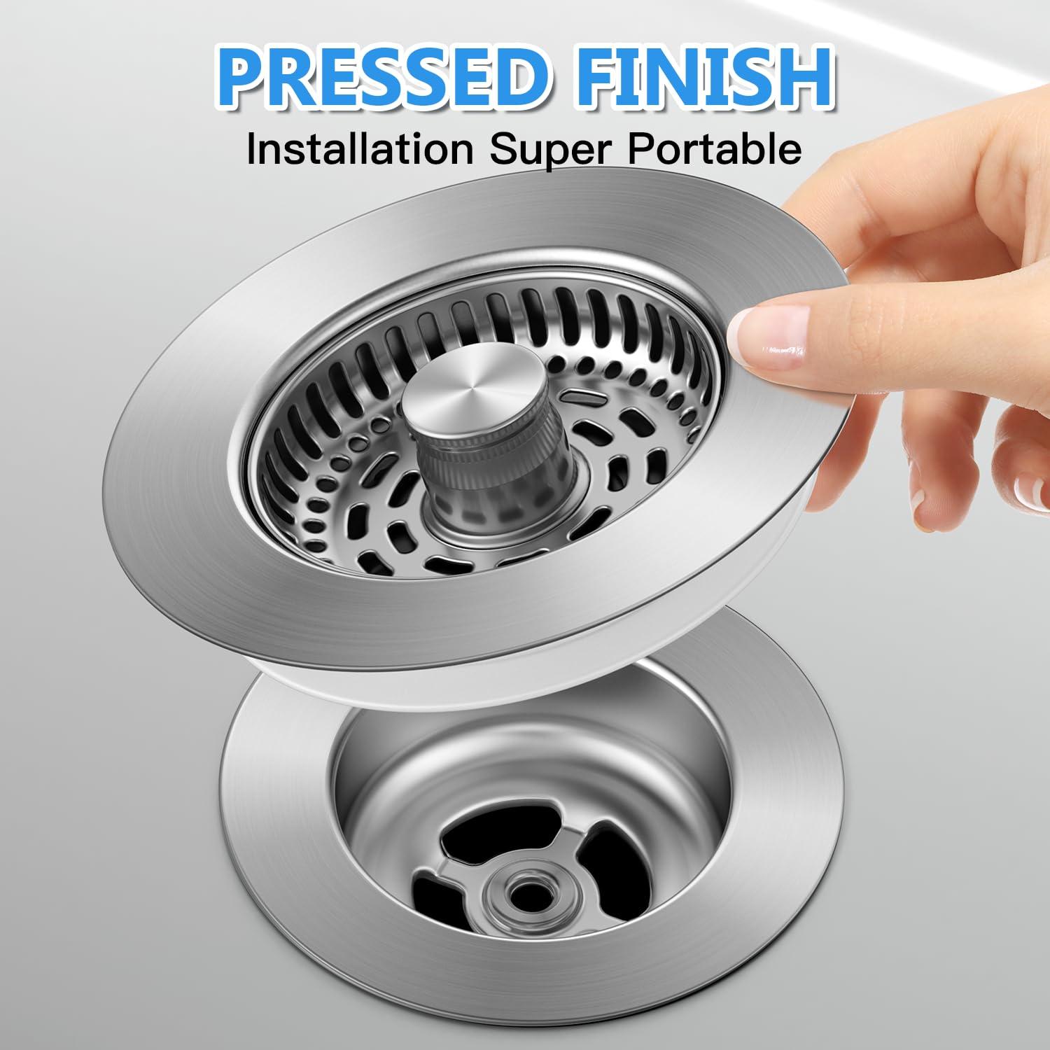 3 in 1 Kitchen Sink Drain Strainer, JOMST Sink Stopper 10,000 Pop-Up Tested Stainless Steel Sink Plug, Fast Drain Deodorizer Anti-Clog, Strainer for Kitchen Standard 3-1/2 Inch Sink Drain Strainer - Image 7