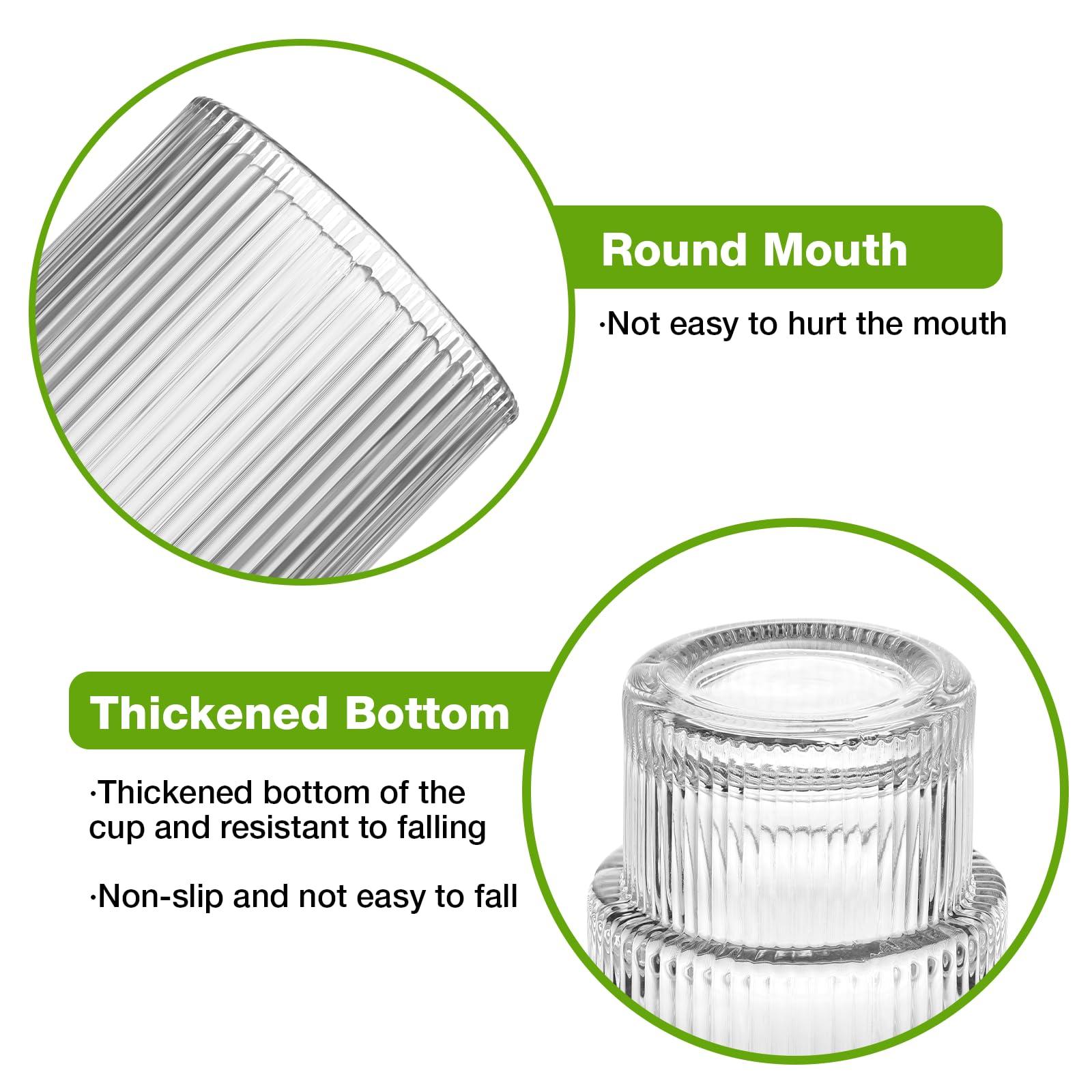 Qipecedm 6 Pack Ribbed Drinking Glasses, 16 oz Vintage Glass Cups, Highball Glasses, Premium Iced Coffee Glasses, Clear Glass Tumbler, Cocktail Glasses, Elegant Glassware for Water Juice Whiskey Beer - Image 7