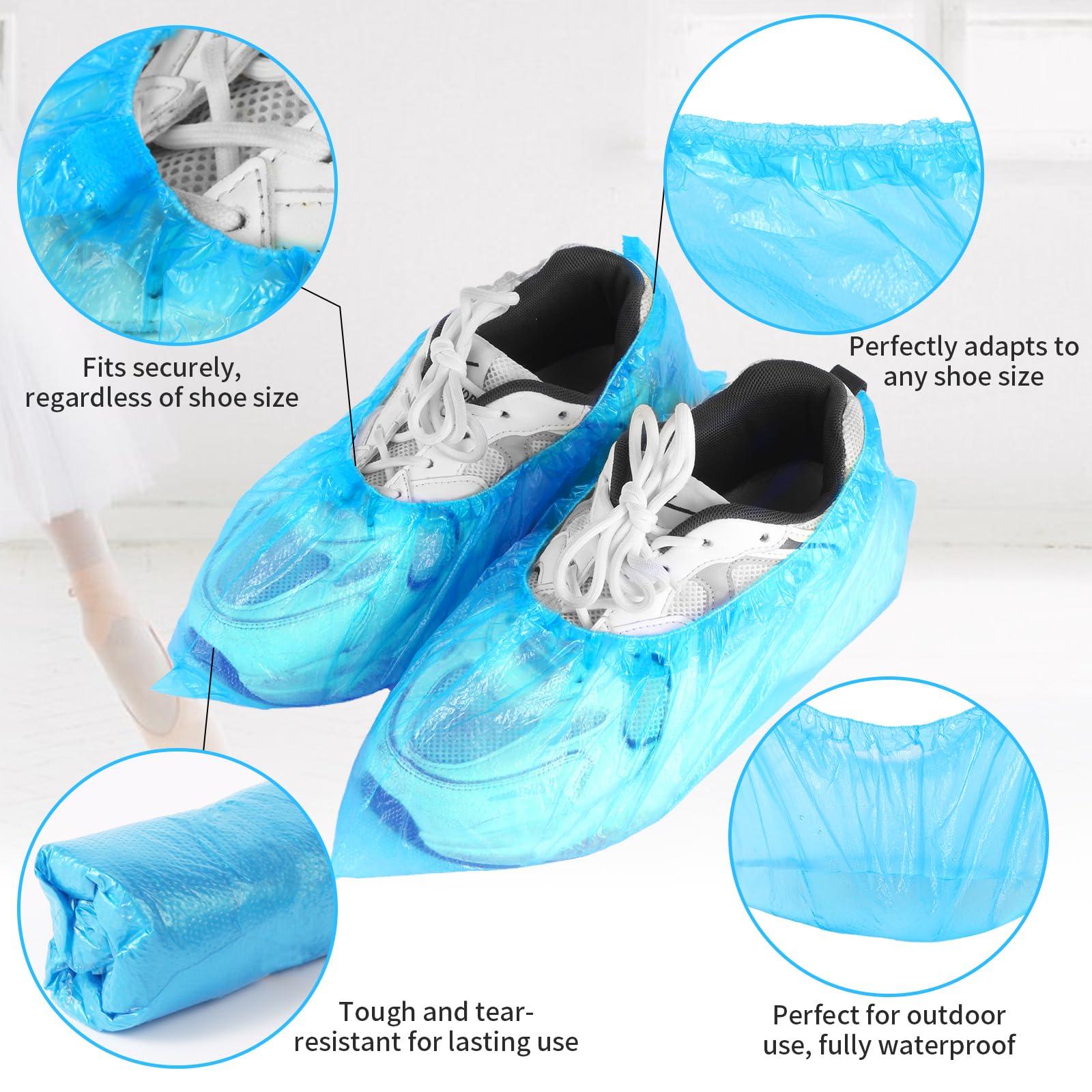Frontline Shoe Covers Disposable Waterproof, Recyclable Premium Thick Plastic, SLip Resistance, Durable, Booties for Shoes, XL One Size Fits Most, Indoor Outdoor Shoe Covers (100) - Image 3