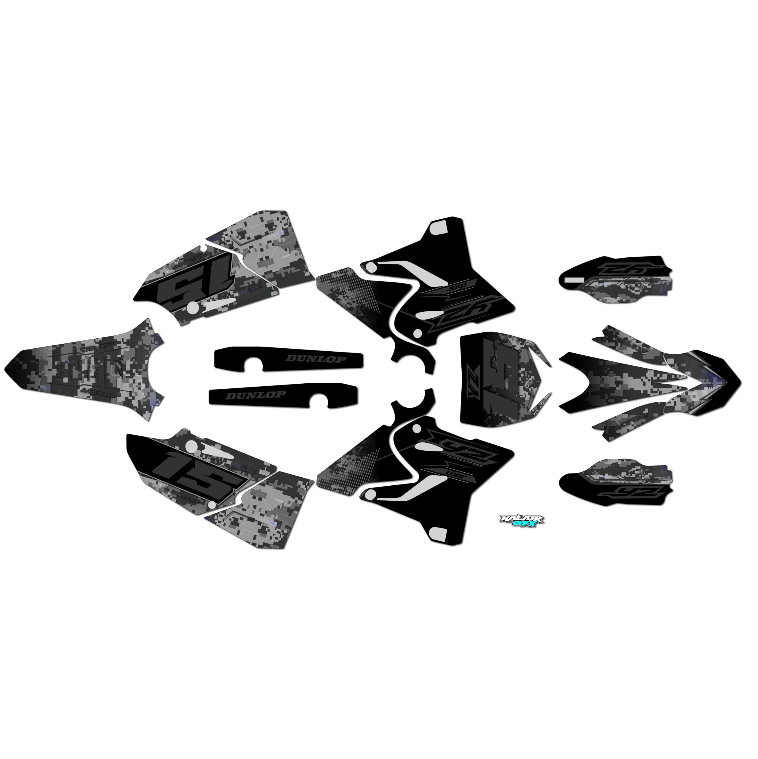 Kalair GFX Graphics Kit for Yamaha YZ 125X (2020-2022) Cyberware Series Smoke 09 Mil - Dirt bike Custom Racing Graphics Decals Stickers Kit, no-plastics