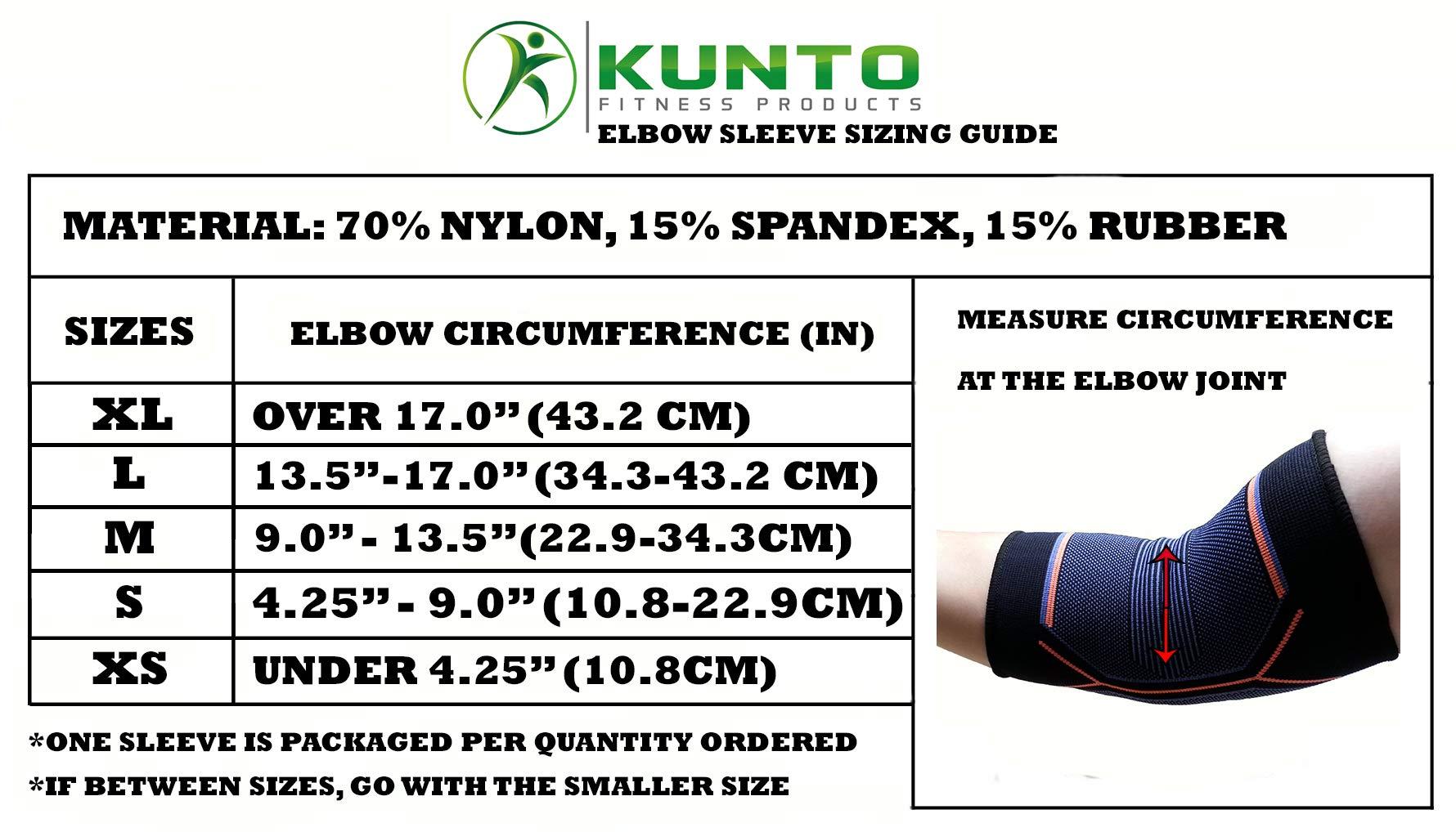 Kunto Fitness Elbow Brace Compression Support Sleeve (Shipped From USA) for Tendonitis, Tennis Elbow, Golf Elbow Treatment - Reduce Joint Pain During Any Activity! - Image 2