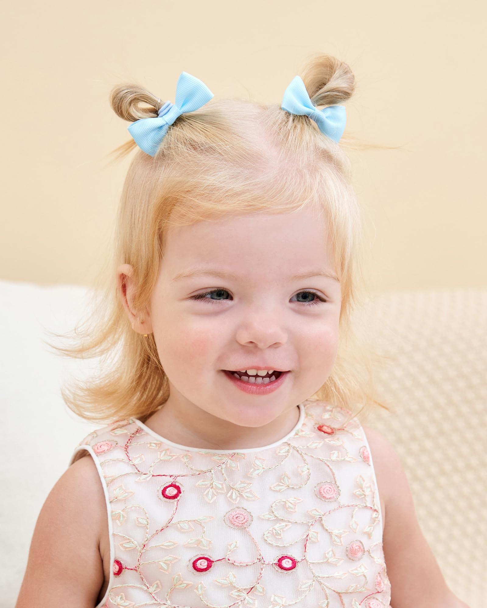 40PCS 2 Inches Baby Girls Hair Bows Ties Mini Boutique Elastic Hair Rubber Ribbon Hair Band Accessories for Kids Toddlers Infants (40 PCS), Multi-colored - Image 4