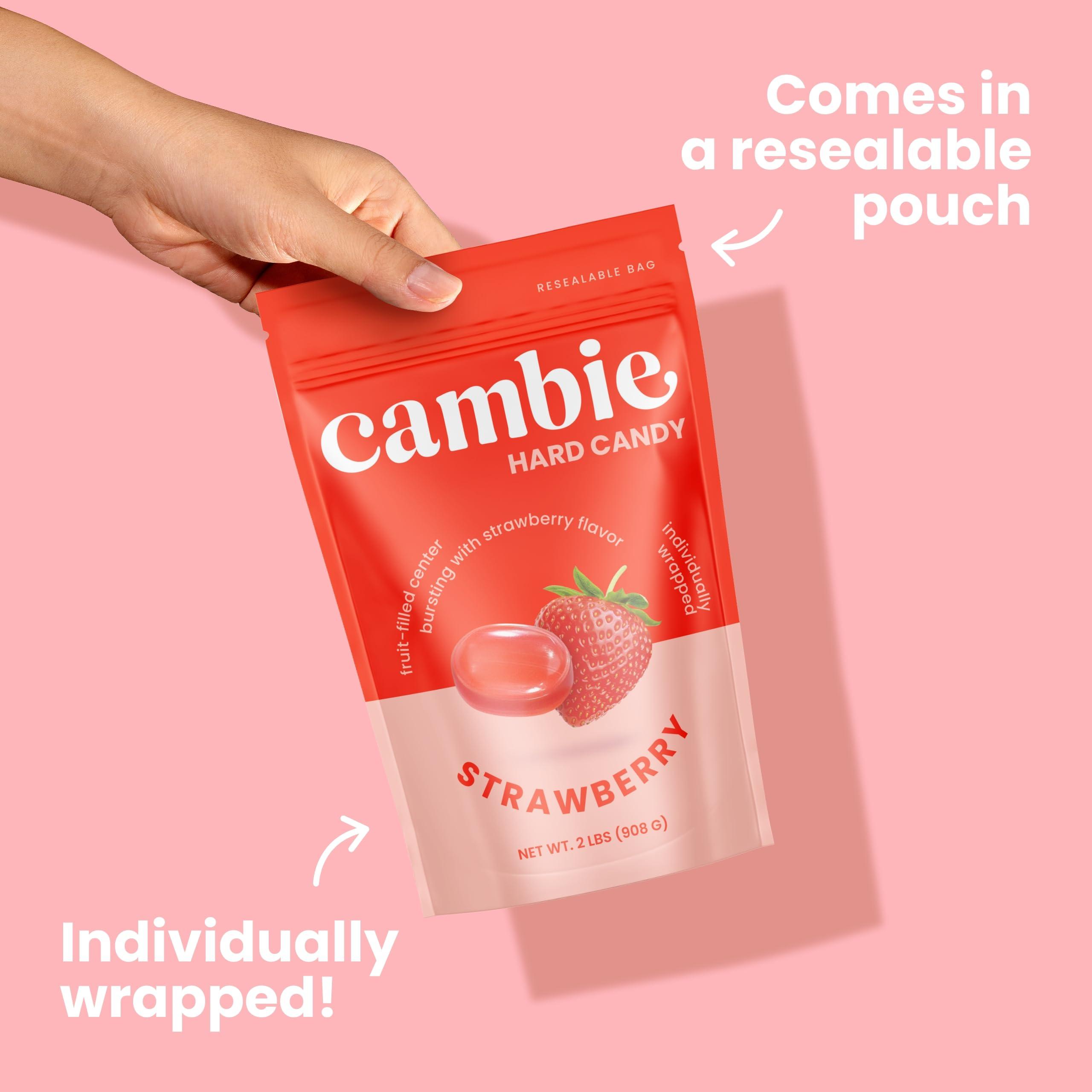 Strawberry Hard Candy Individually Wrapped by Cambie, 2 lbs of Strawberry Candy with a Deliciously Sweet Hard Exterior with a Soft, Fruit-Filled Center - Image 6