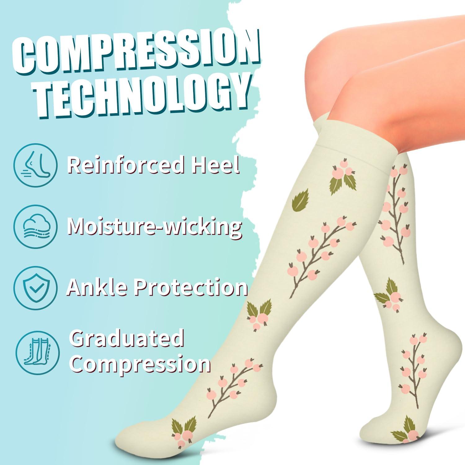 Laite Hebe Compression Socks for Women & Men Circulation(6 pairs)-Graduated Supports Socks for Running, Athletic Sports - Image 6
