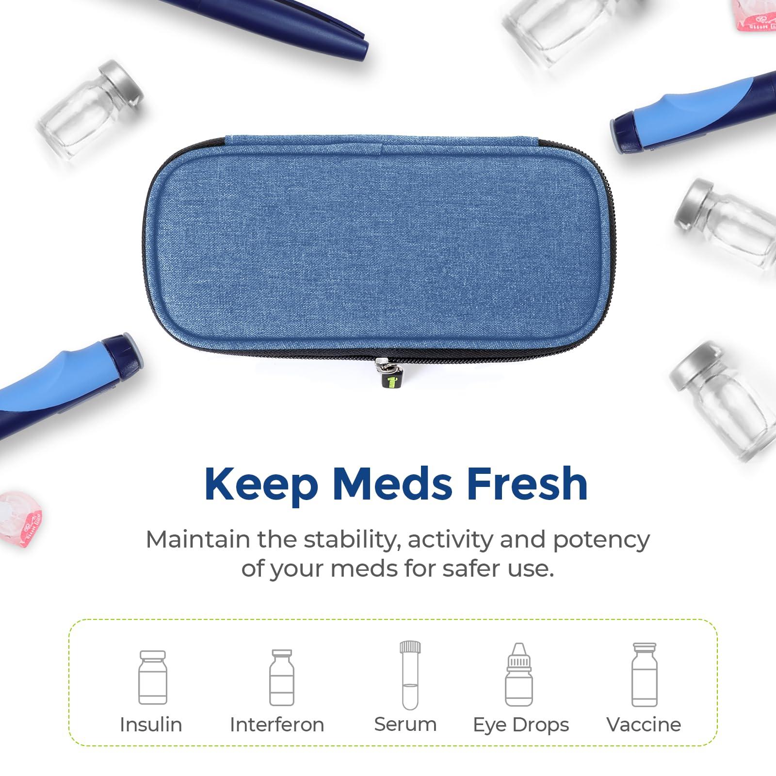 AUVON Insulin Pen Cooler Travel Case with 2 * 90g TSA Approved Ice Packs, Diabetic Medication Insulated Cooling Bag for Insulin Pens and Diabetic Supplies Storage, Compact for Daily Life and Trips - Image 7
