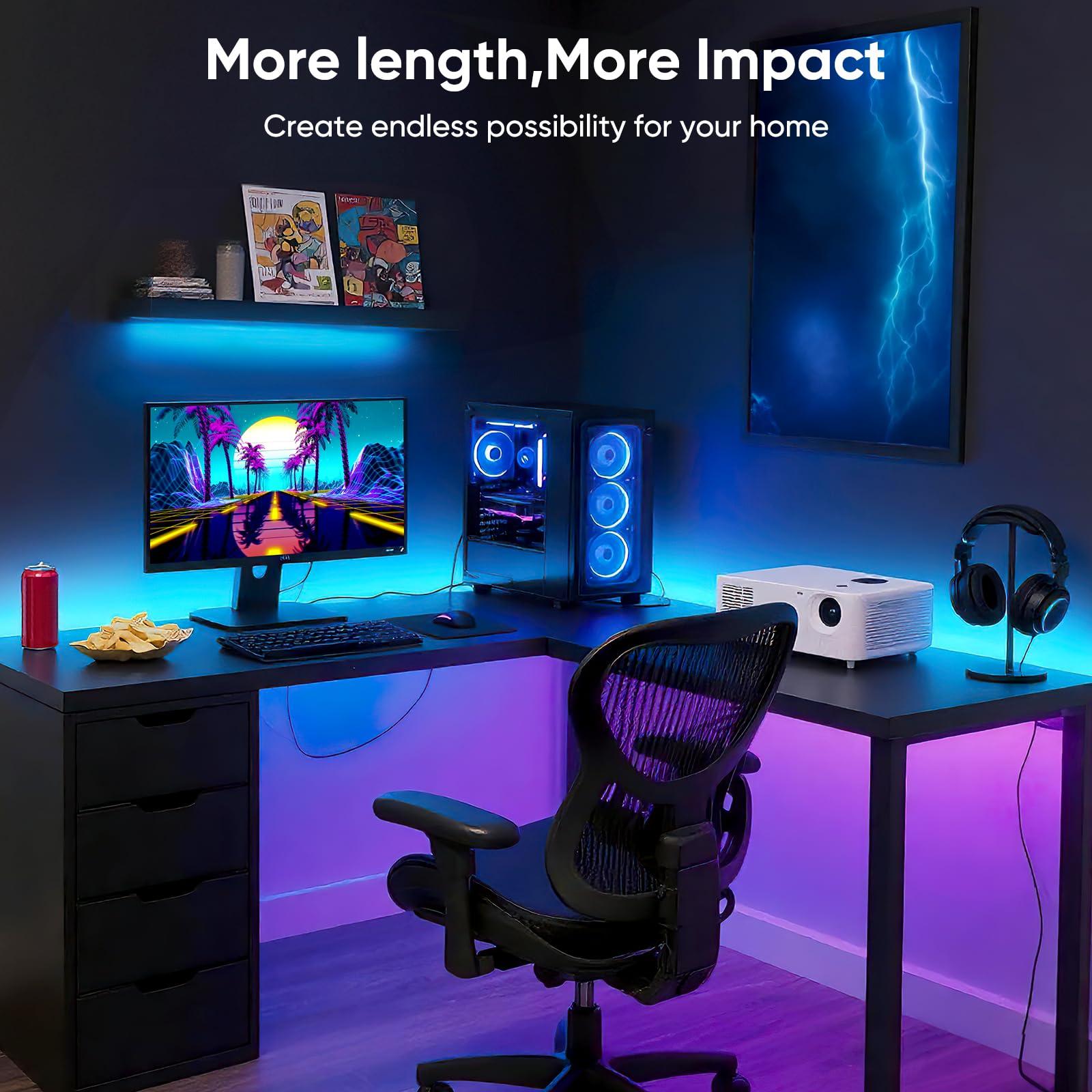 ERBTY Led Lights for Bedroom, IC+RGB 65.6FT Strip Lights, 24Key Remote with App Control, Music Sync Color Changing for Room Decor Party - Image 4