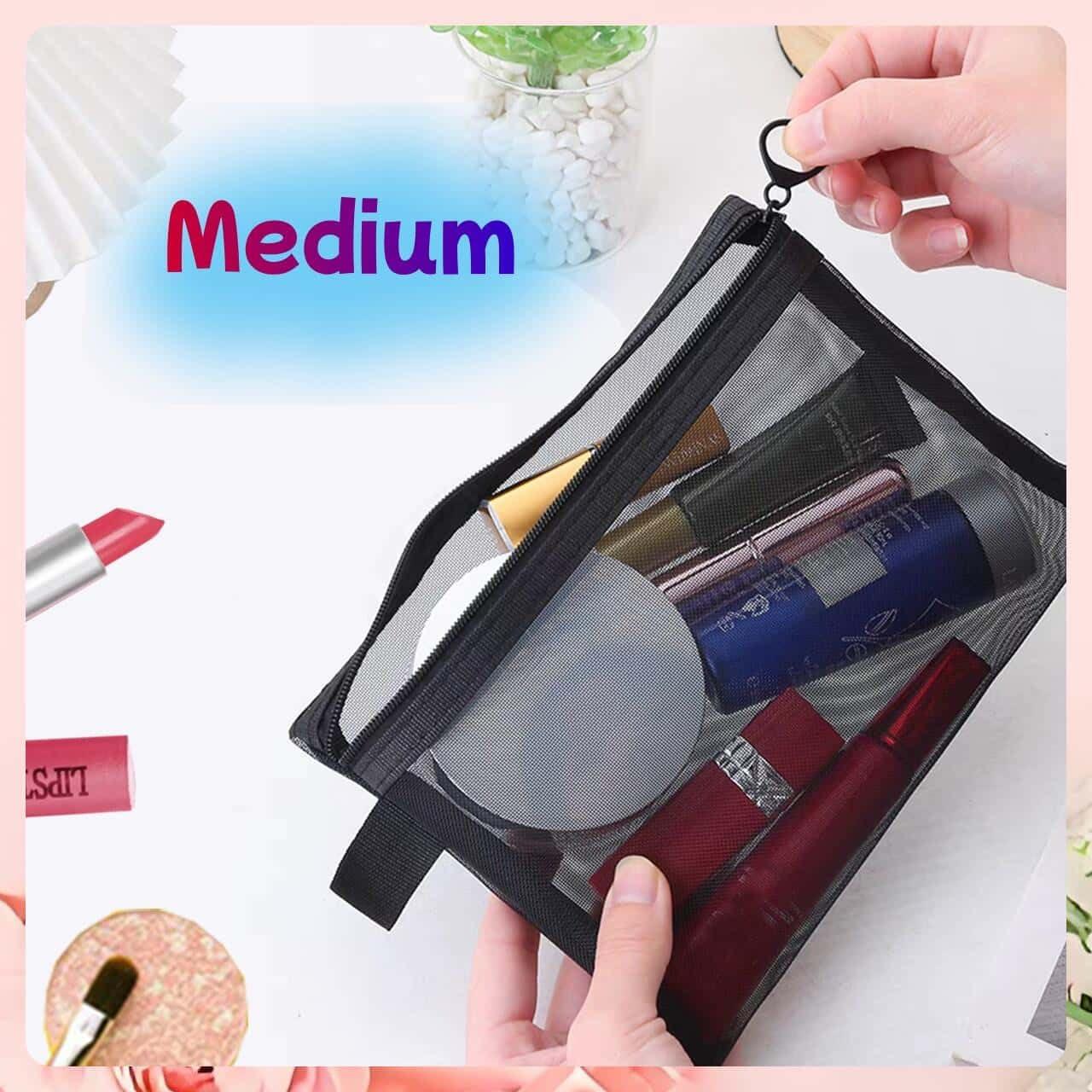 ZSlactp 5-Pack Small Mesh Zipper Pouch Bags, Cosmetic Organizer for Travel and Makeup Accessories, Small Mesh Makeup Bag with Zipper for Purse - Image 5