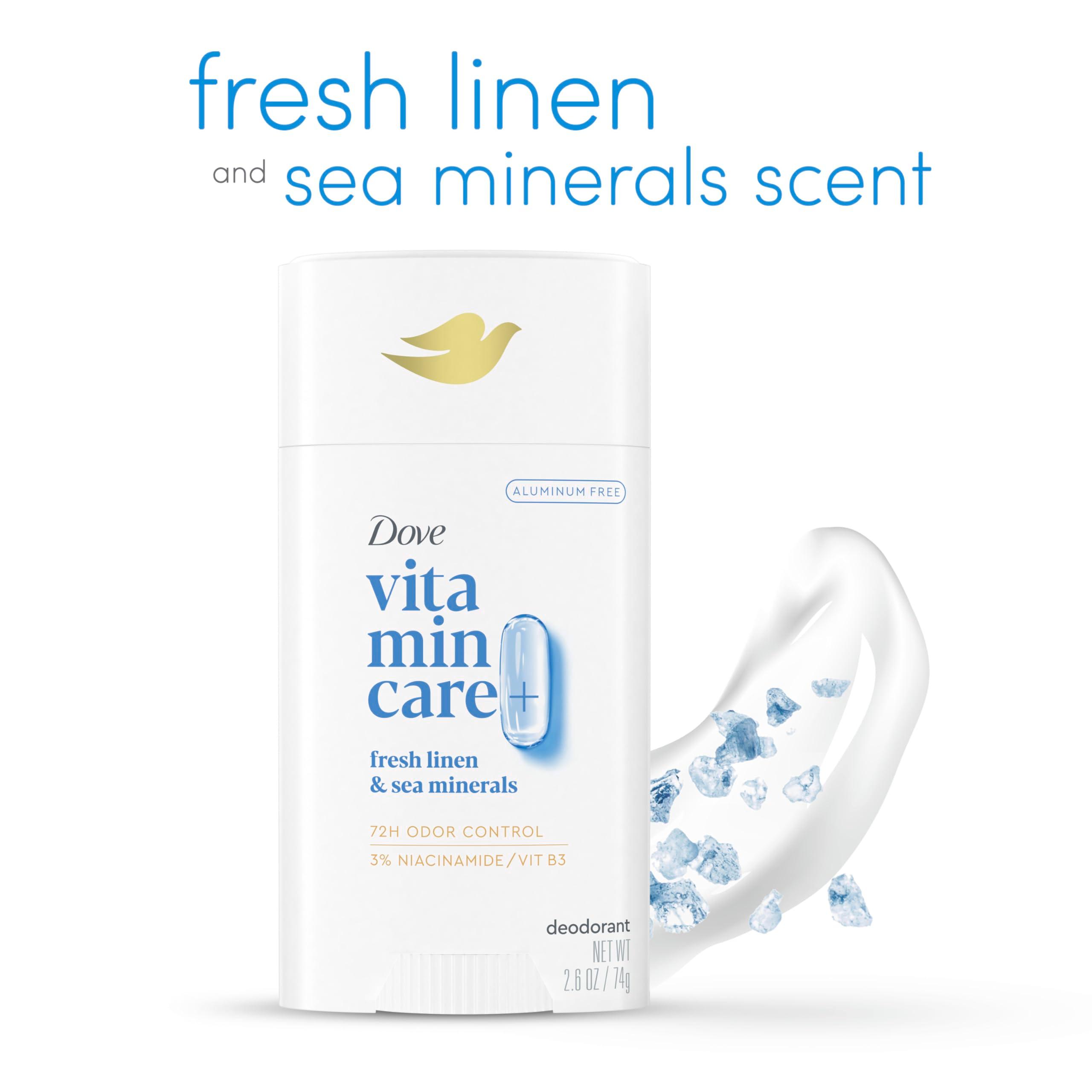 Dove VitaminCare+ Deodorant Stick Fresh Linen & Sea Mineral Aluminum Free 2.6 oz - Image 3