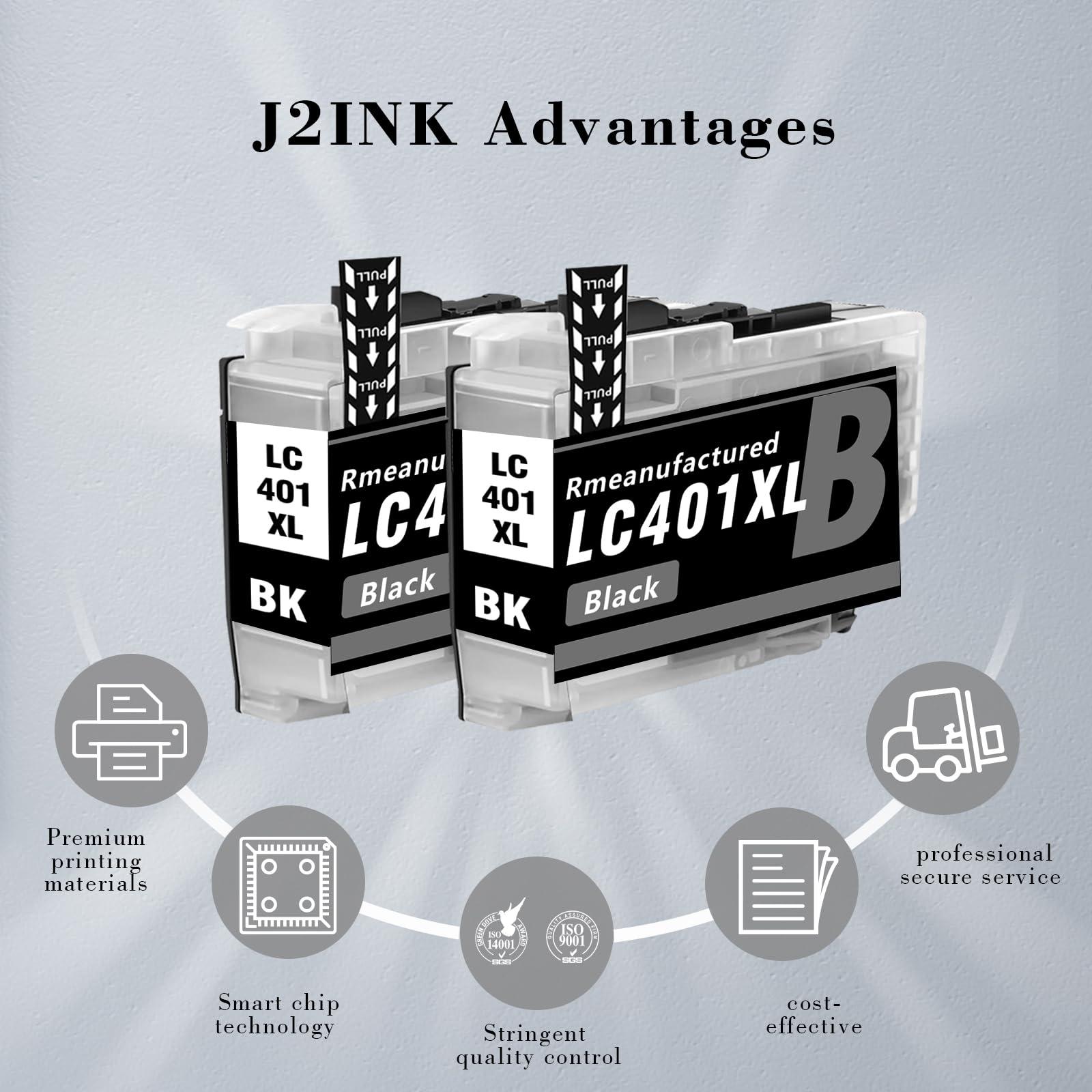 Printer Ink LC401XL LC 401 XL MFC-J1010DW Ink Cartridges for Brother Printer Compatible for Brother LC401XL LC401 Black for Brother MFC J1010DW MFC-J1012DW MFC-J1170DW (2 Black) - Image 6