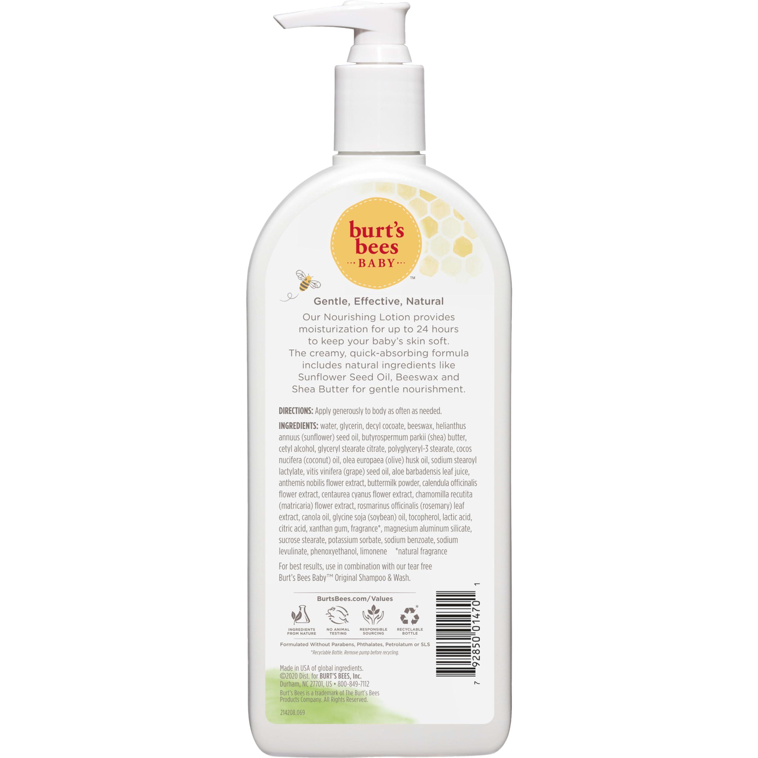 Burt's Bees Baby Lotion for Sensitive Skin, Nourishing and Hypoallergenic Lotion with Shea Butter, Original Scent, 99% Natural Origin, 12 Oz - Image 12