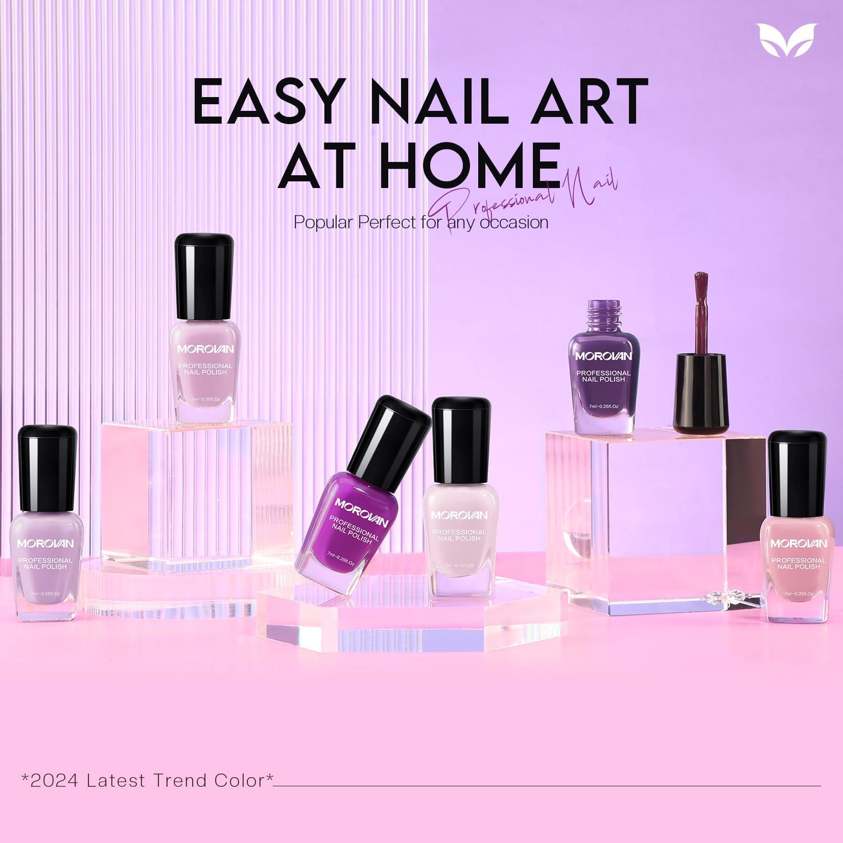 Morovan Nail Polish Set Fingernail: Lilac Light Purple Quick Dry Nail Polish Kit 0.25oz Lavender Regular Pack Glossy Finger Nail Polish Gifts for Women - Image 2