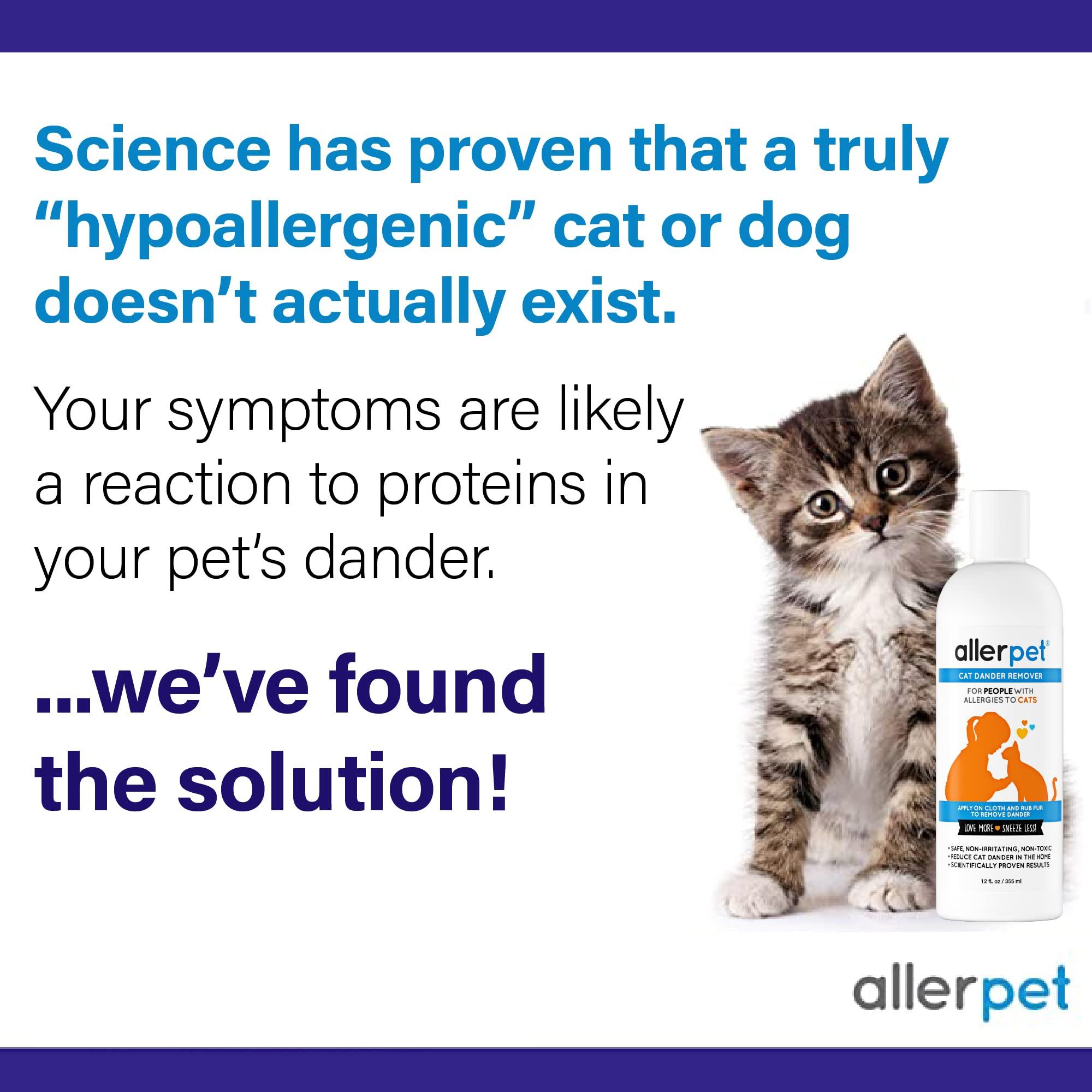 Allerpet Aloe Vera Free Cat Dander Remover - Pet Dander Allergy Relief, Natural & Safe Allergy Relief for Cats and Humans, Soothing Chamomile & Rosemary, Made in USA (12 oz) - Image 2
