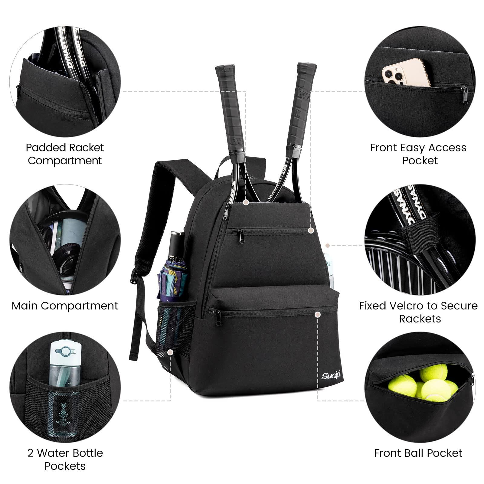 Sucipi Tennis Bag Professional Tennis Backpack for Men and Women Racket Bags Holds 2 Rackets with Ventilated Shoe Compartment - Image 2