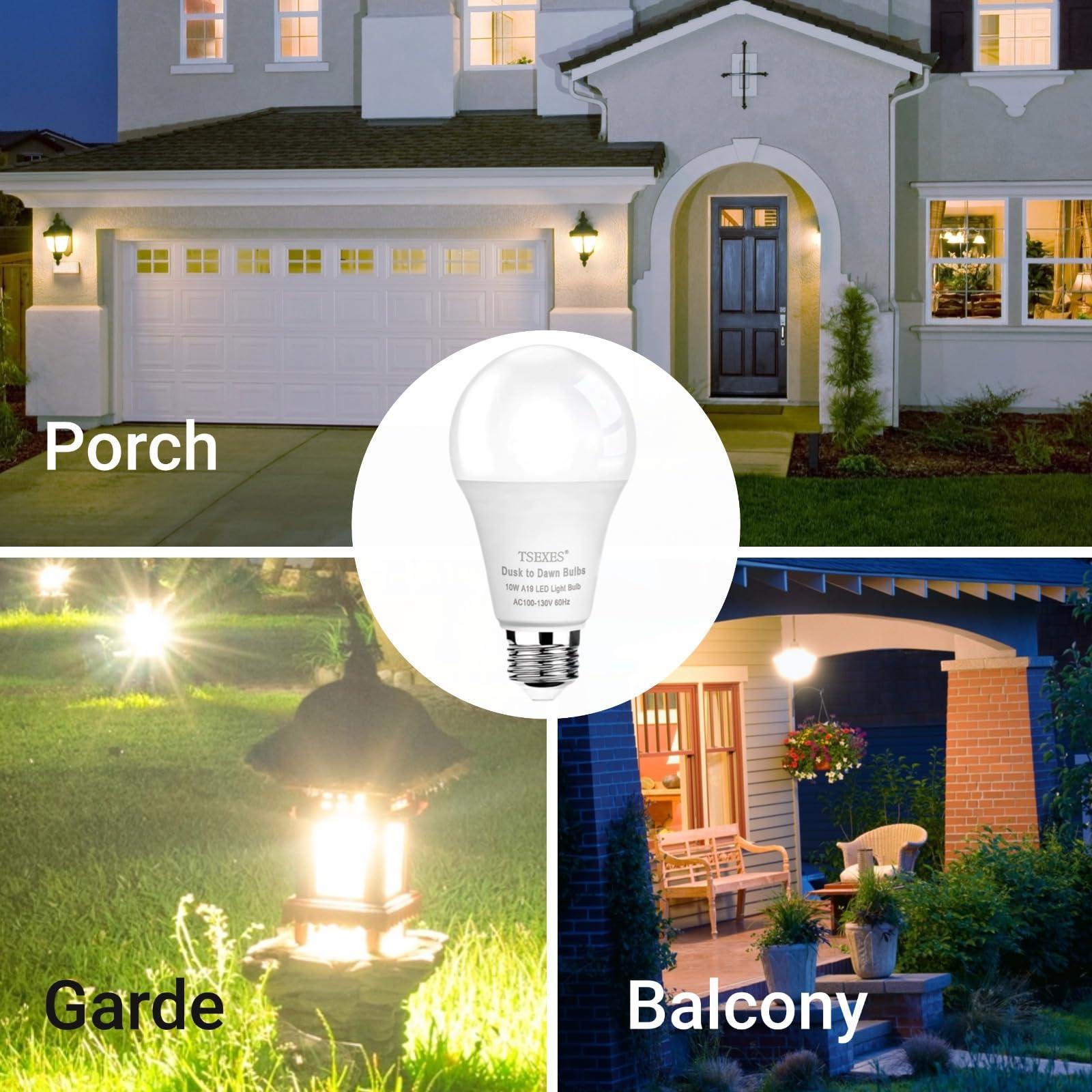 TSEXES Dusk to Dawn Light Bulbs Outdoor,Automatic On/Off Sensor LED Light Bulb,5000K Daylight LED Light Bulb for Wall lamp Porch Garage Light,4 Pack - Image 7