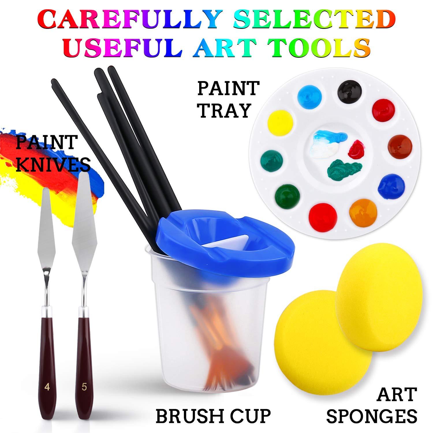 ESRICH Acrylic Paint Set,46 Piece Professional Painting Supplies with Paint Brushes, Acrylic Paints, Easel, Canvases, Palette, Paint Knives, Brush Cup and Art Sponges for Hobbyists and Beginners - Image 6