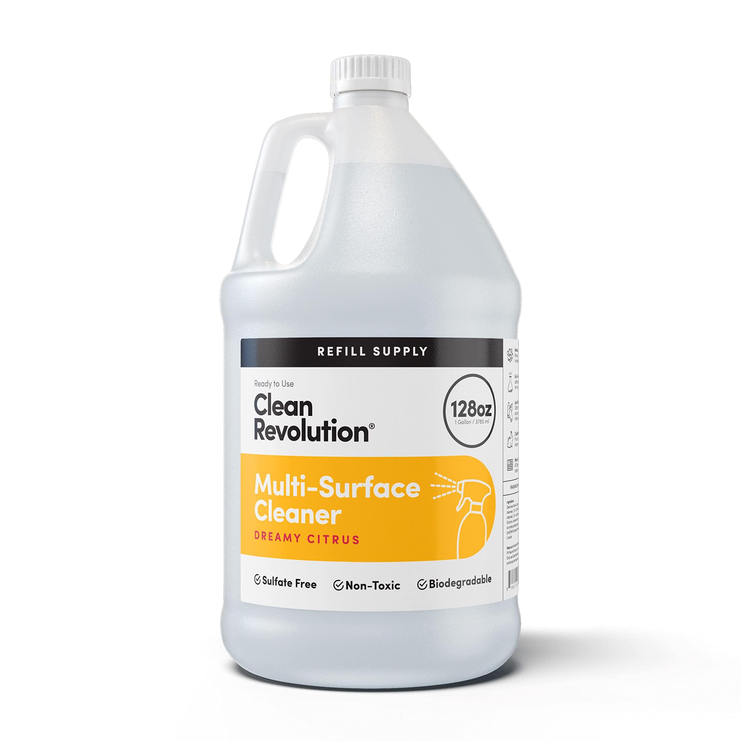 Clean Revolution Multi Surface Cleaner Refill Supply, Non-Toxic, Eco-Friendly & Plant-Based, Ready to Use, Dreamy Citrus, 128 Fl Oz (1 Gallon)