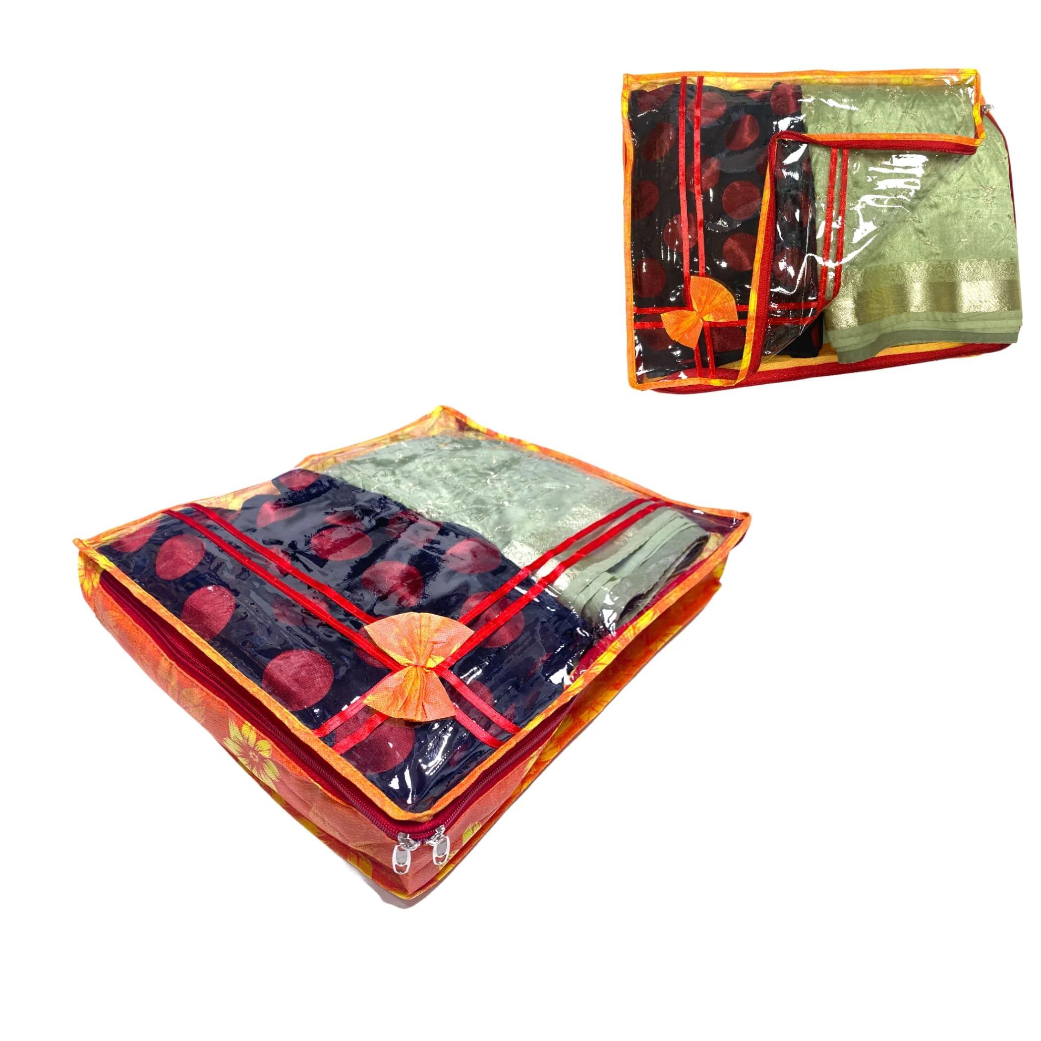 LOVENSPIRE 4 Piece Sari Bags Cotton Saree Covers with Zipper Closure Clothes Organizer Sari Storage Bag for Wardrobe and Gifting Storage Wedding Favor Cloth Case Birthday - Image 5