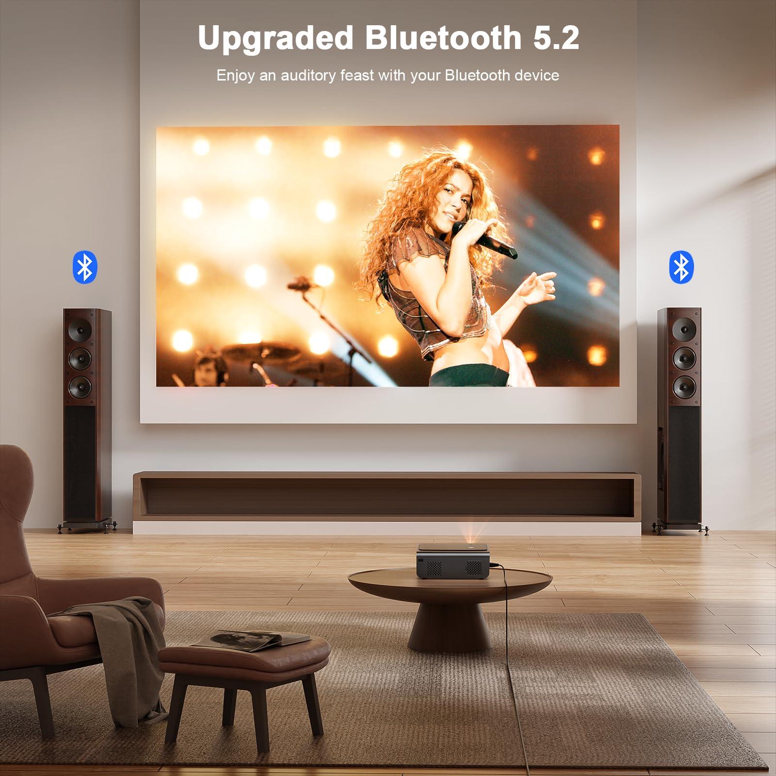 [Built-in Apps & Auto Focus/Keystone] Smart Projector with WiFi and Bluetooth, VOPLLS 700ANSI Native 1080P Outdoor Projector, 50% Zoom Home Theater Movie Projector for Bedroom/iOS/Android/PPT - Image 6