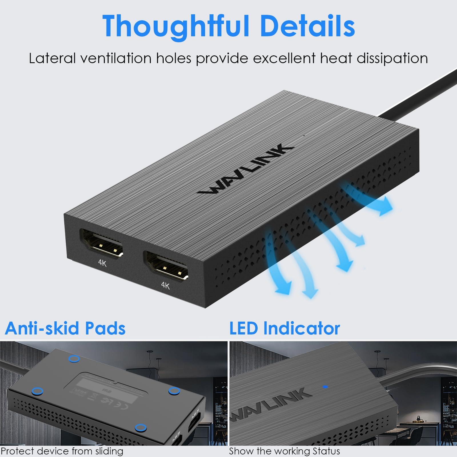 WAVLINK USB 3.0 or USB C to Dual HDMI Splitter - Extended Display for Dual Monitors, DisplayLink Adapter - 4K 60Hz for Apple Mac M1/M2/M3 or Windows 10/11, USB A/C to HDMI 4K Output - Image 7