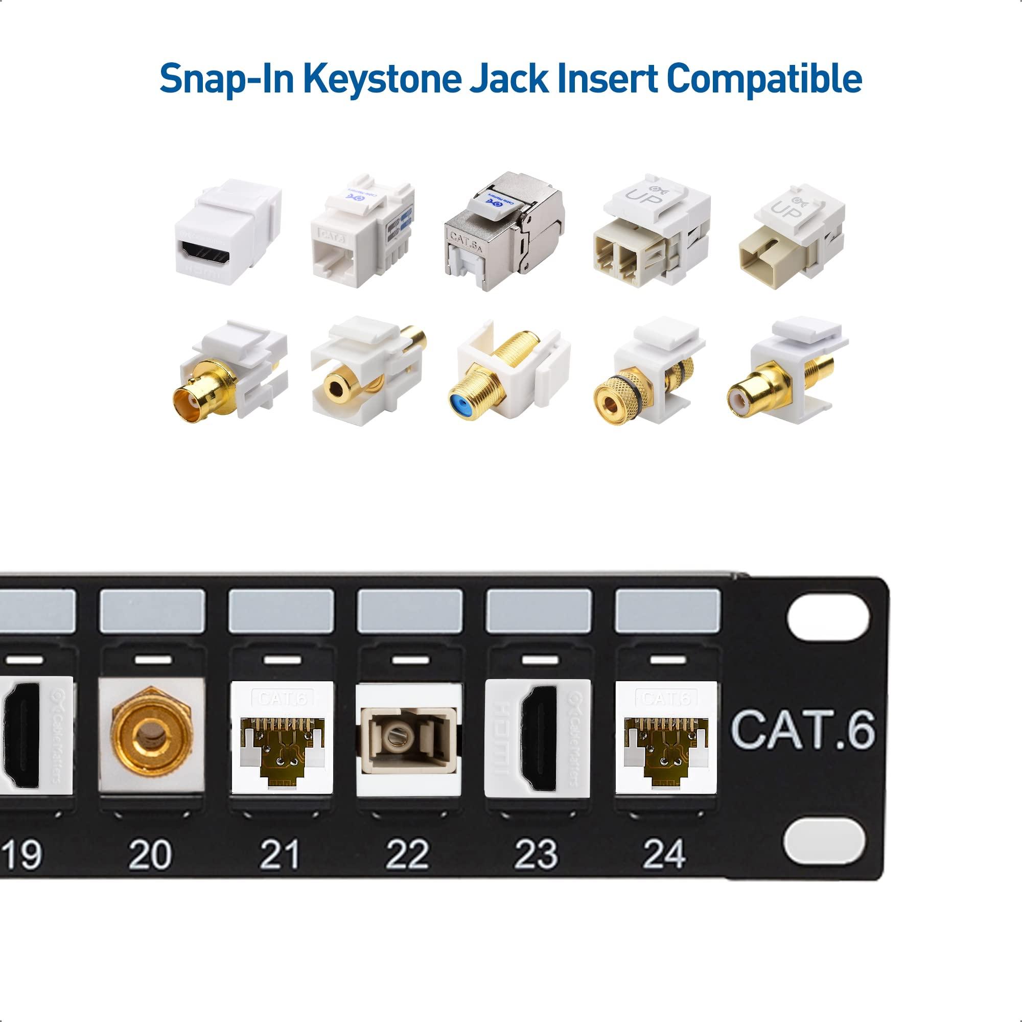 Cable Matters Rackmount or Wall Mount 1U 24 Port Keystone Patch Panel with Cable Management and Support Bar, 19-inch Blank Patch Panel for Keystone Jacks - Image 4