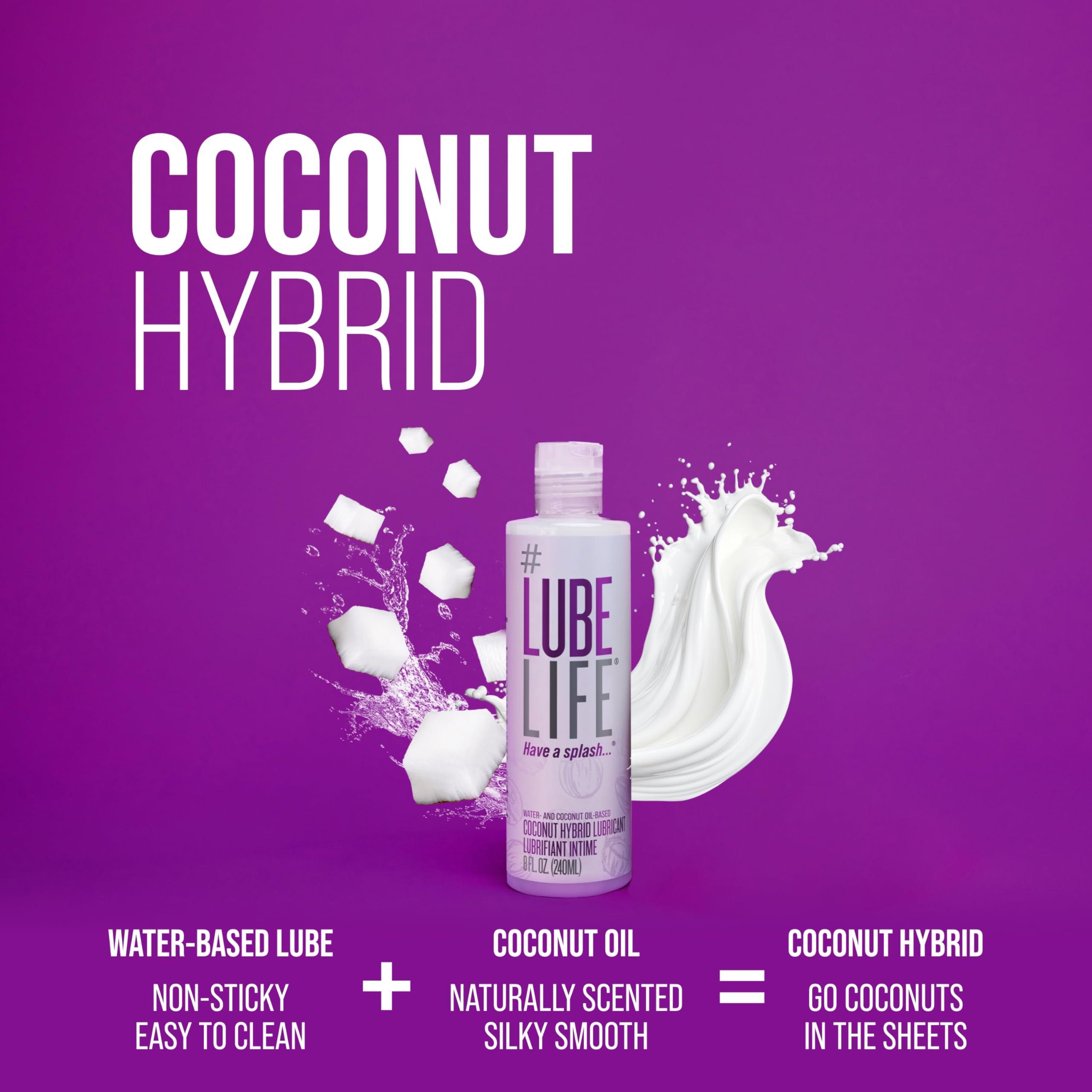 Lube Life Coconut Hybrid Lubricant, Water-Based & Coconut Oil Massage and Lube for Men, Women & Couples, 8 Fl Oz - Image 2