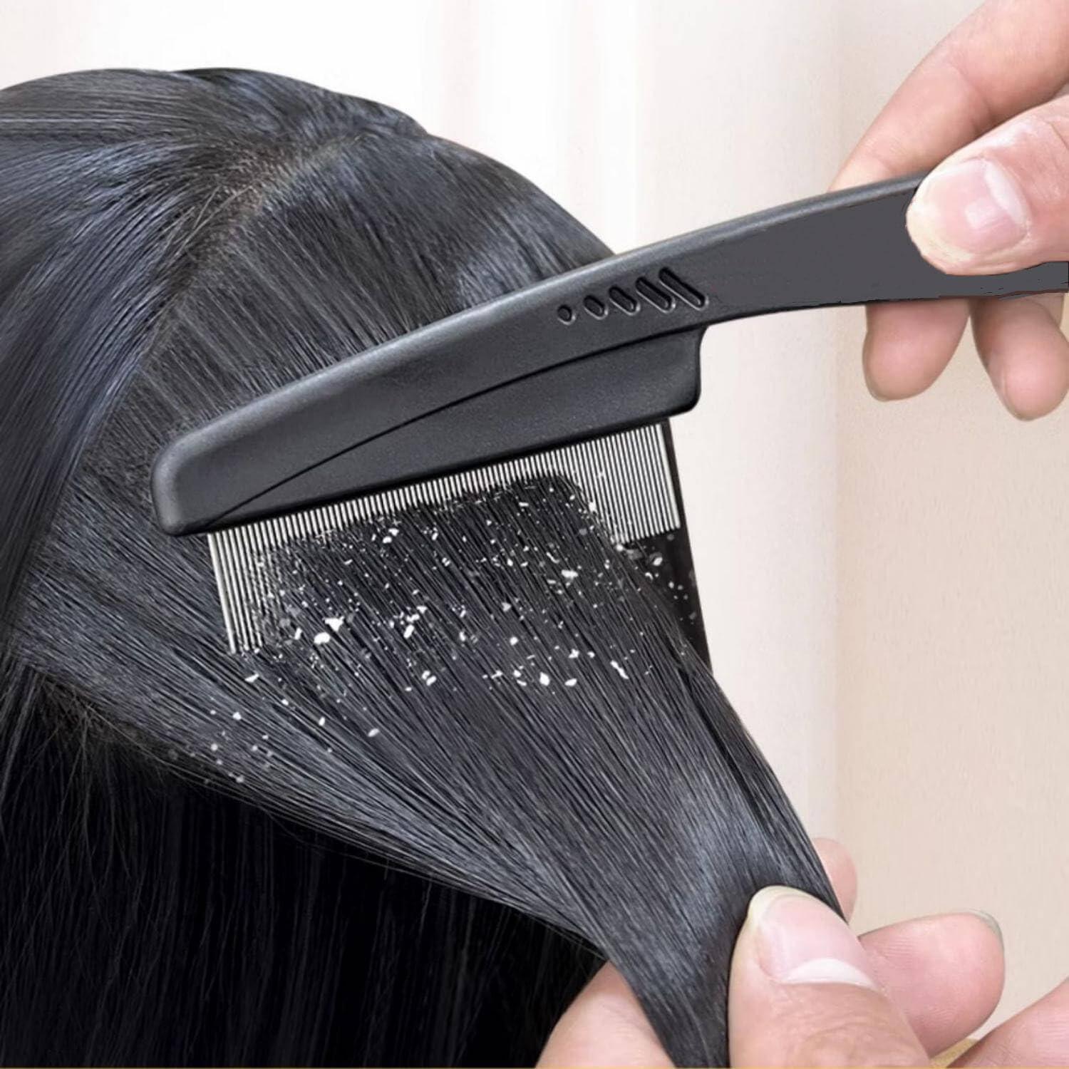 Yumflan Dandruff Comb, Stainless Steel Fine Tooth Dandruff Remover, Professional Scalp Comb Hair Comb for Kids and Adults (Black) - Image 5
