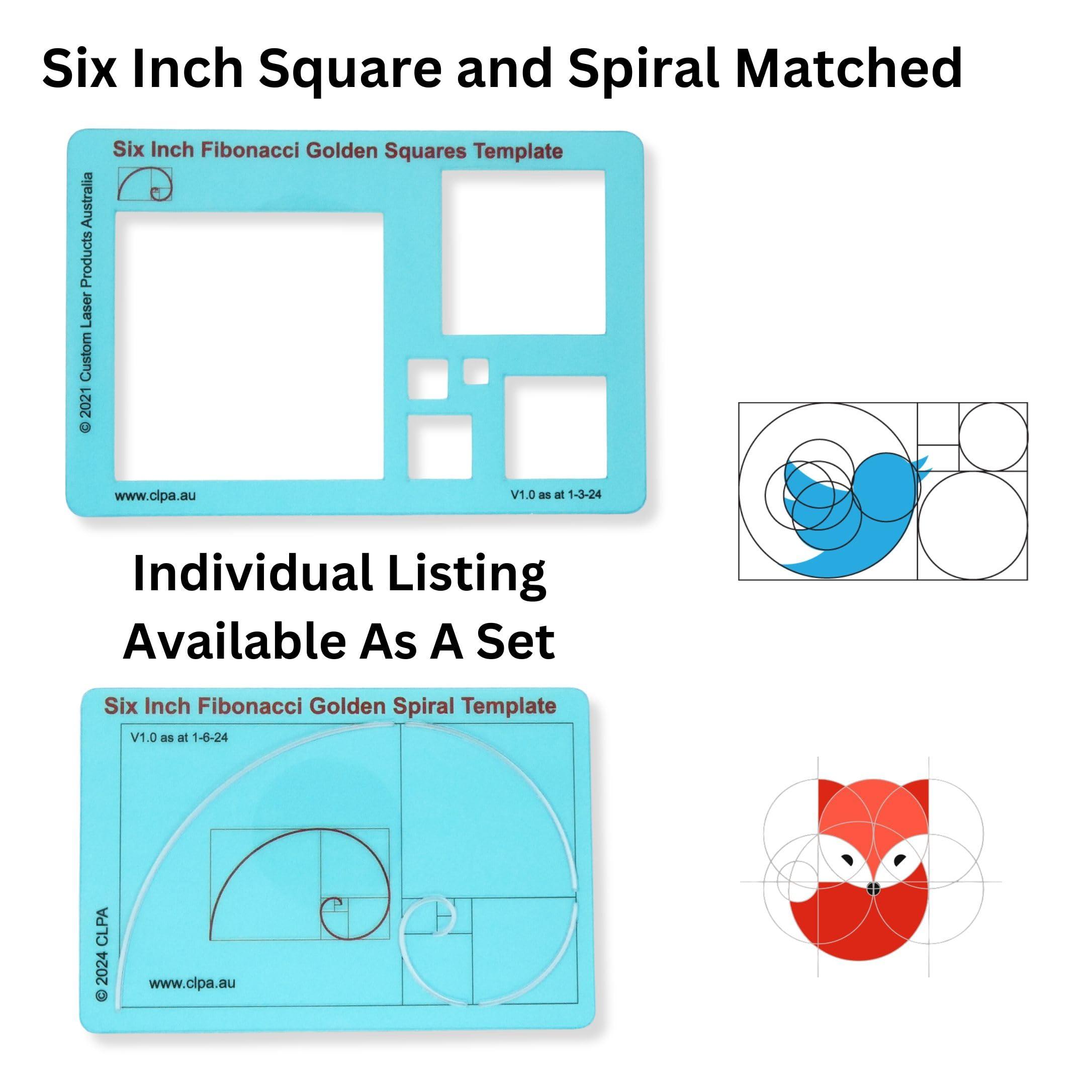 CLPA 6" Square Stencil Template for Drawing and Drafting: A Fibonacci-Inspired Square Drawing Tool for Artists Allows The Simple Application of The Golden or Divine Ratio for Artistic Design - Image 5