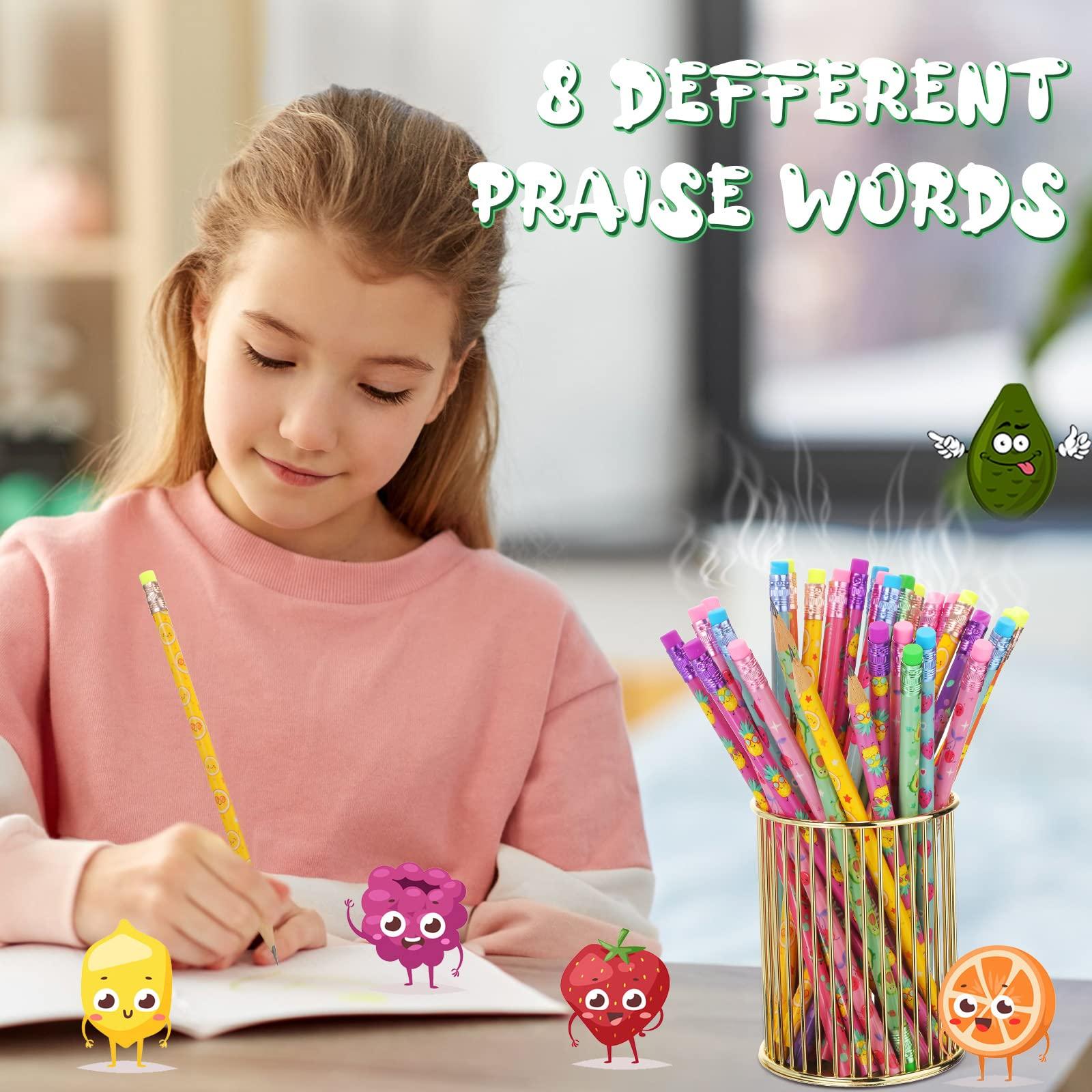 Leinuosen 200 Pcs Scented Pencils Bulk for Kids Inspirational Cute Fun Wood Smelly Pencils with Erasers Fruit Elements for School Classroom Office Students - Image 3