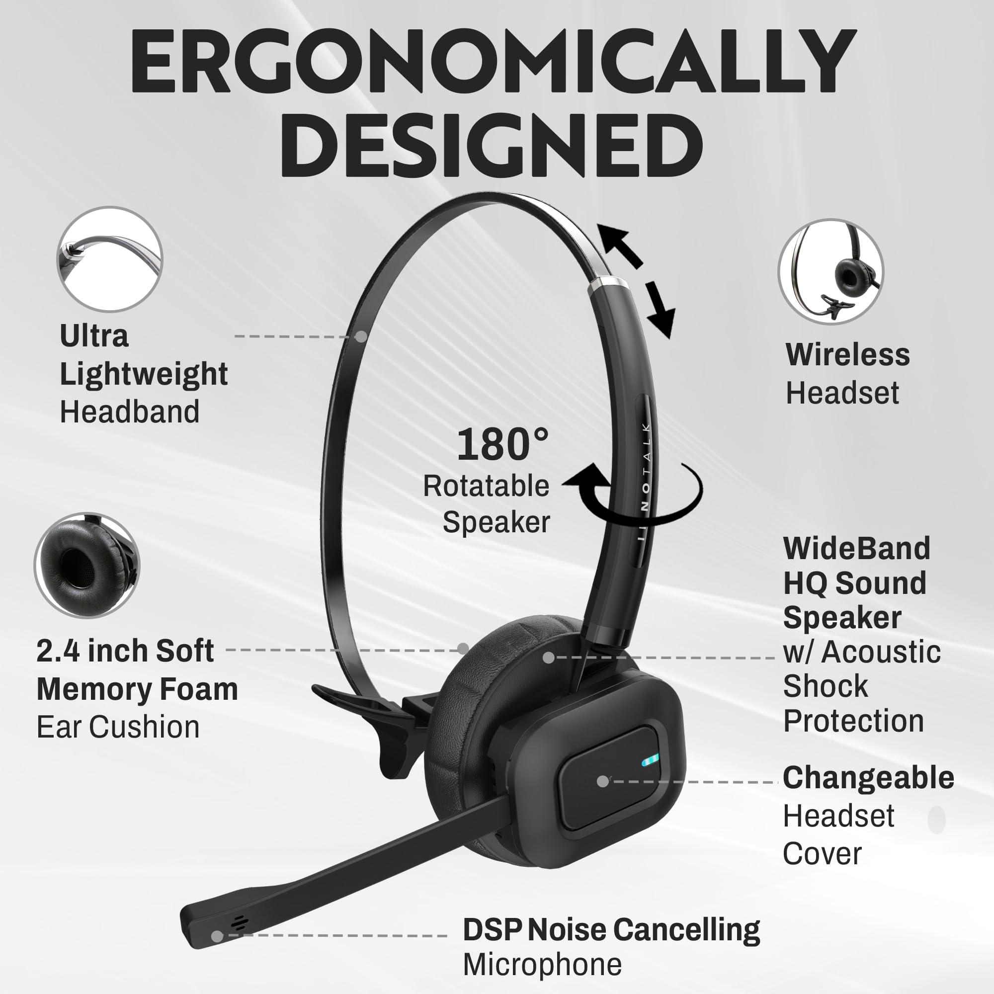 INNOTALK Wireless Headset Compatible with Polycom, Poly All VVX Models VVX150, VVX250, VVX350, VVX450, VVX500, VVX600, VVX1500 etc. - Remote Answering Feature Desk Office Phone Call Center Headset - Image 4