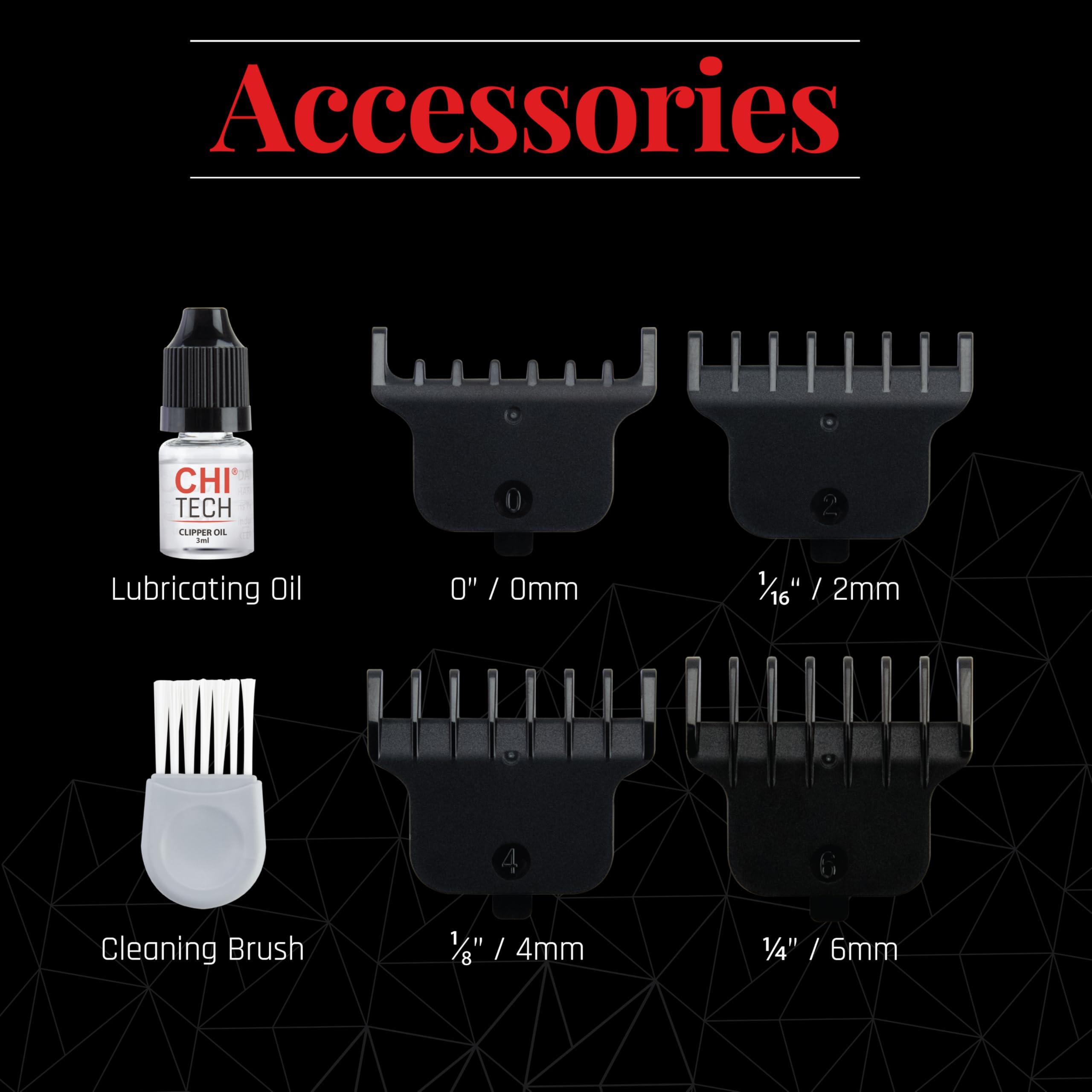 CHI Tech Cordless Mini Trimmer & Clipper, Hair Trimmer for Edging, Blending & Beard Trimming, Stainless Steel Blades, Includes 4 Guard Attachments - Image 5