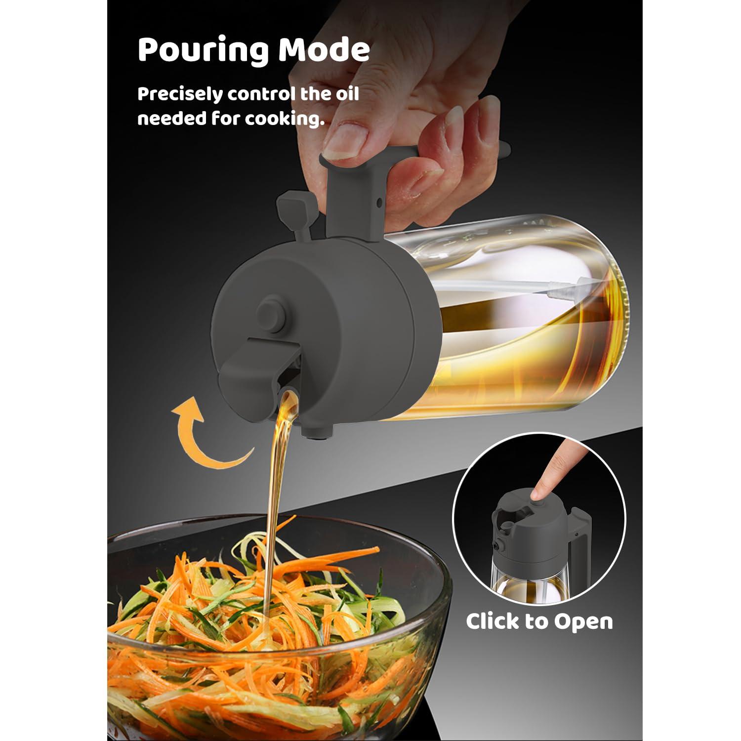 Besosay Oil Sprayer for Cooking, 16oz/470ml Premium Glass Bottle, 2 in 1 Olive Oil Dispenser Bottle, Food-grade Oil Mister for Air Fryer, Salad, Frying, BBQ - Image 4