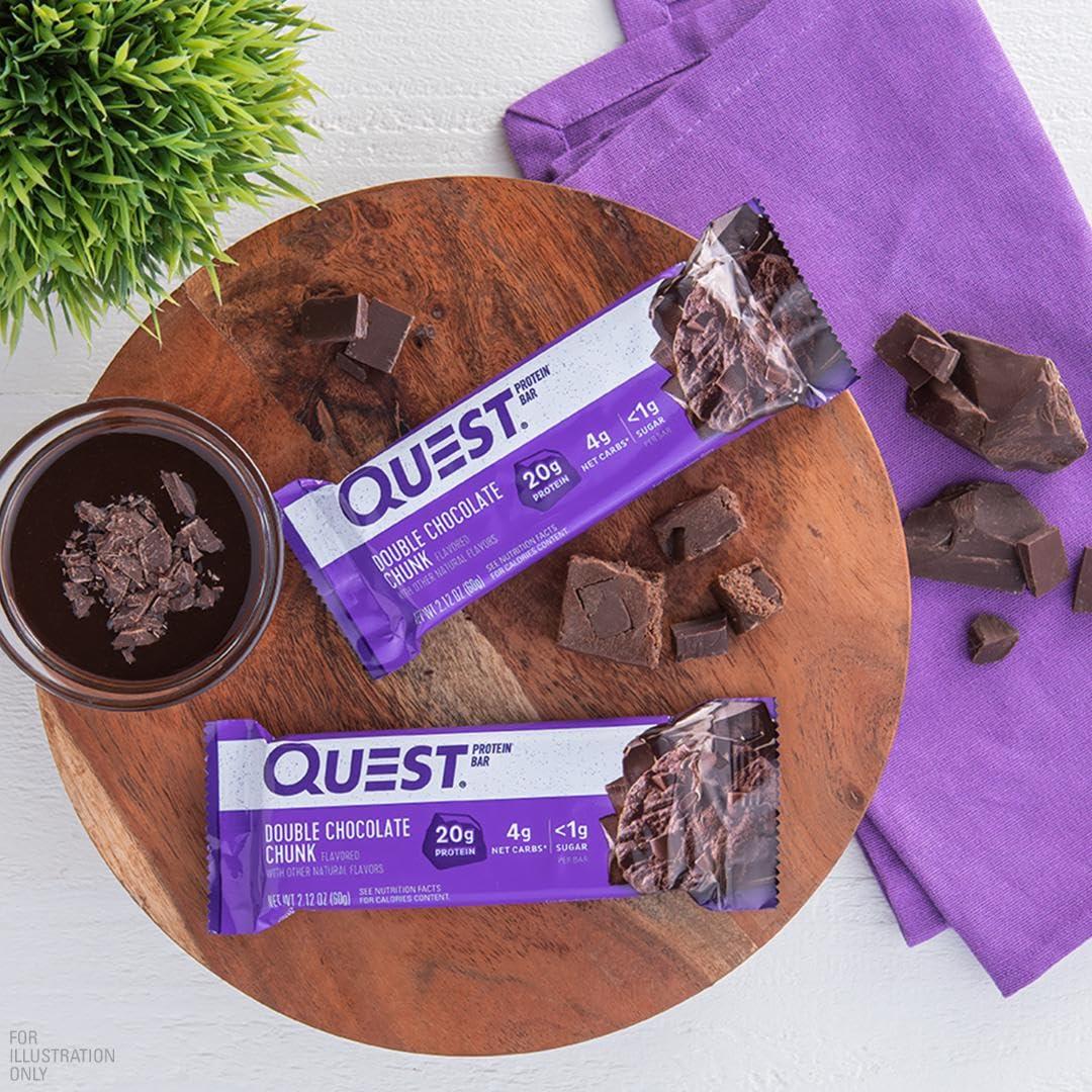 Quest Nutrition Double Chocolate Chunk Protein Bars, 20g Protein Bars, 1g Sugar, 4g Net Carb, Gluten Free, Keto Friendly, 12 Count - Image 6