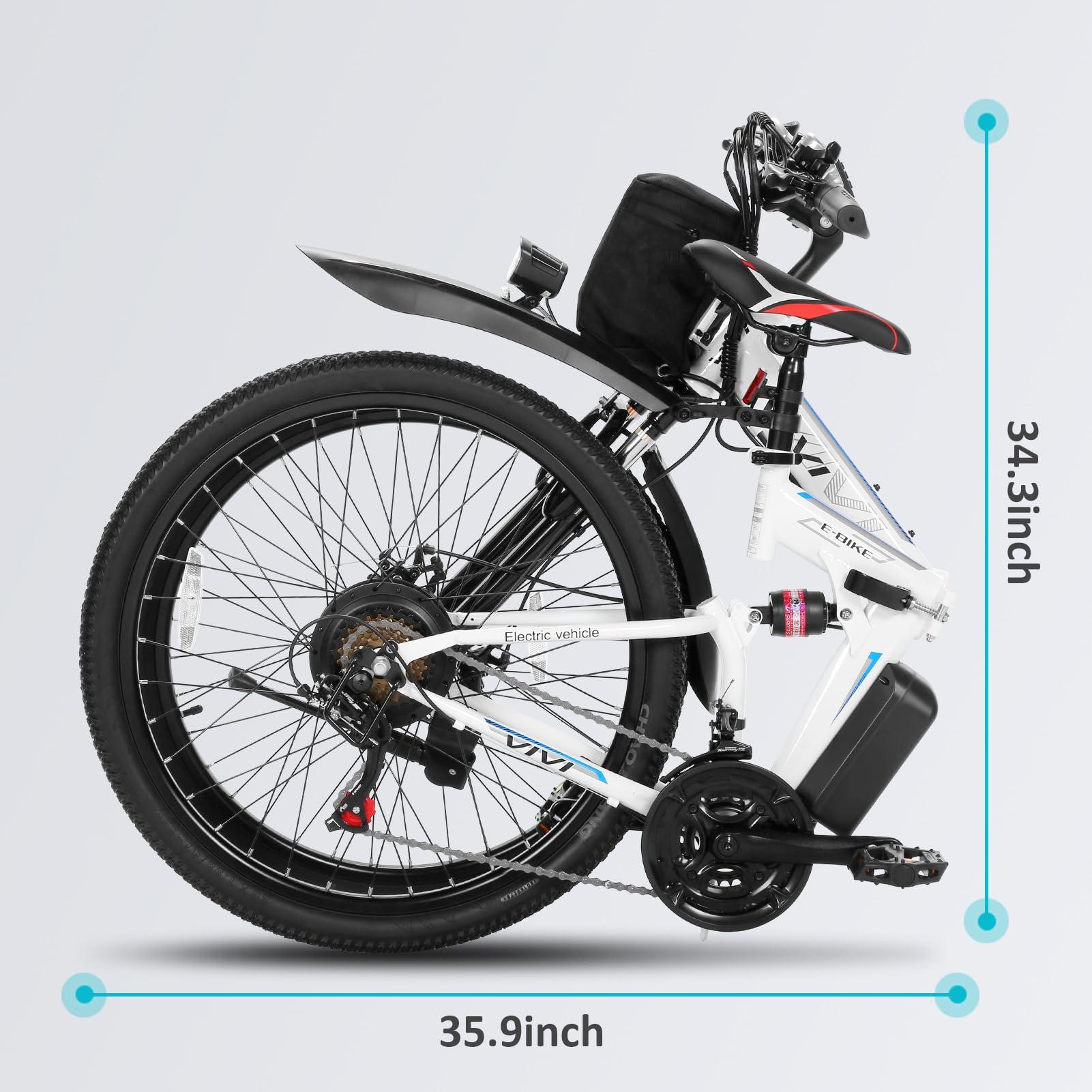 Vivi Electric Bike for Adults 26" Ebike, 500W Folding Electric Bike, 20MPH Adult Electric Bicycles with Removable 48V Battery, Up to 50Miles Range, Cruise Control, Dual Shock Absorber, UL 2849 - Image 7