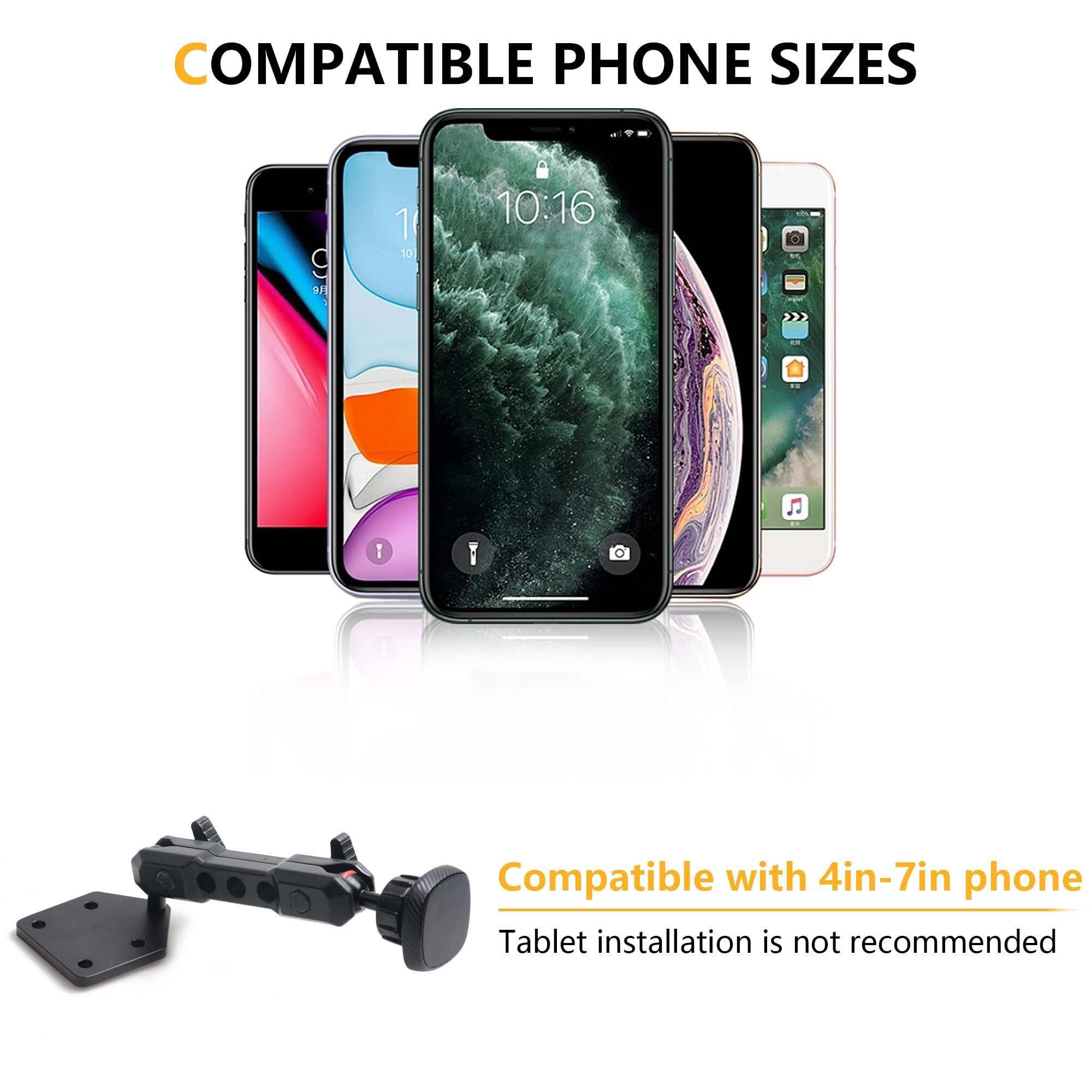 RERPRO Dash Cell Phone Mount Magnet Holder Compatible with 2024 2025 Jeep Wrangler JL 4XE Interior Accessories 360° Adjustable Dashboard Smart Phone Holder, 1 Pack Black Magnetic - Image 2