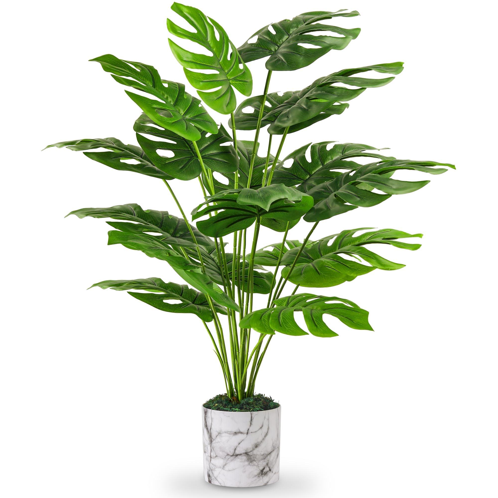 Der Rose 28" Fake Plants Tall Artificial Monstera Faux Plants in Pot for Home Farmhouse Bedroom Living Room Decor Indoor