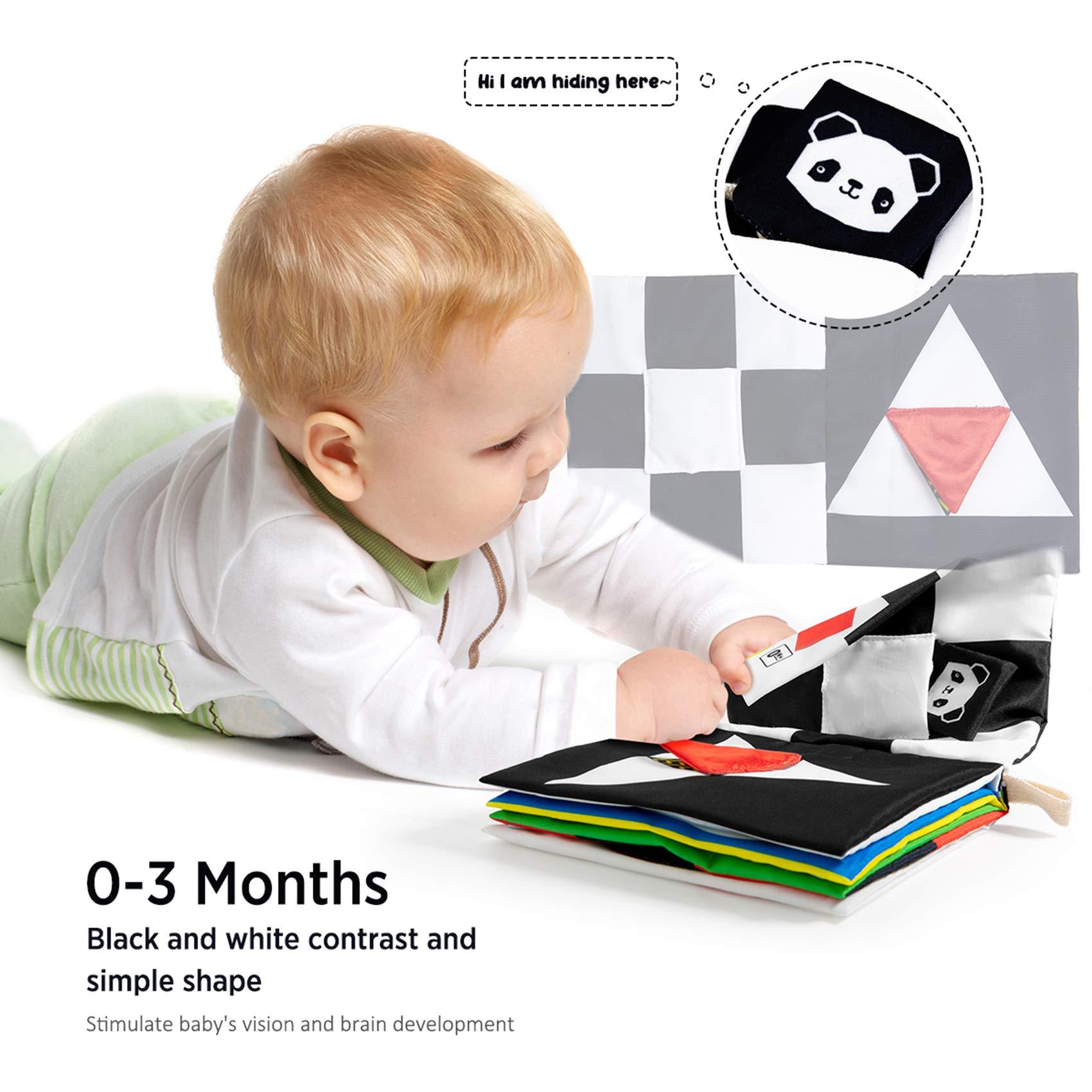 beiens High Contrast Black and White Baby Book - Touch and Feel Crinkle Sensory Toy - Visual Stimulation Interactive Montessori Toys for 0-12 Months Infant Newborn - Baby Gift for Boys Girls - Image 5