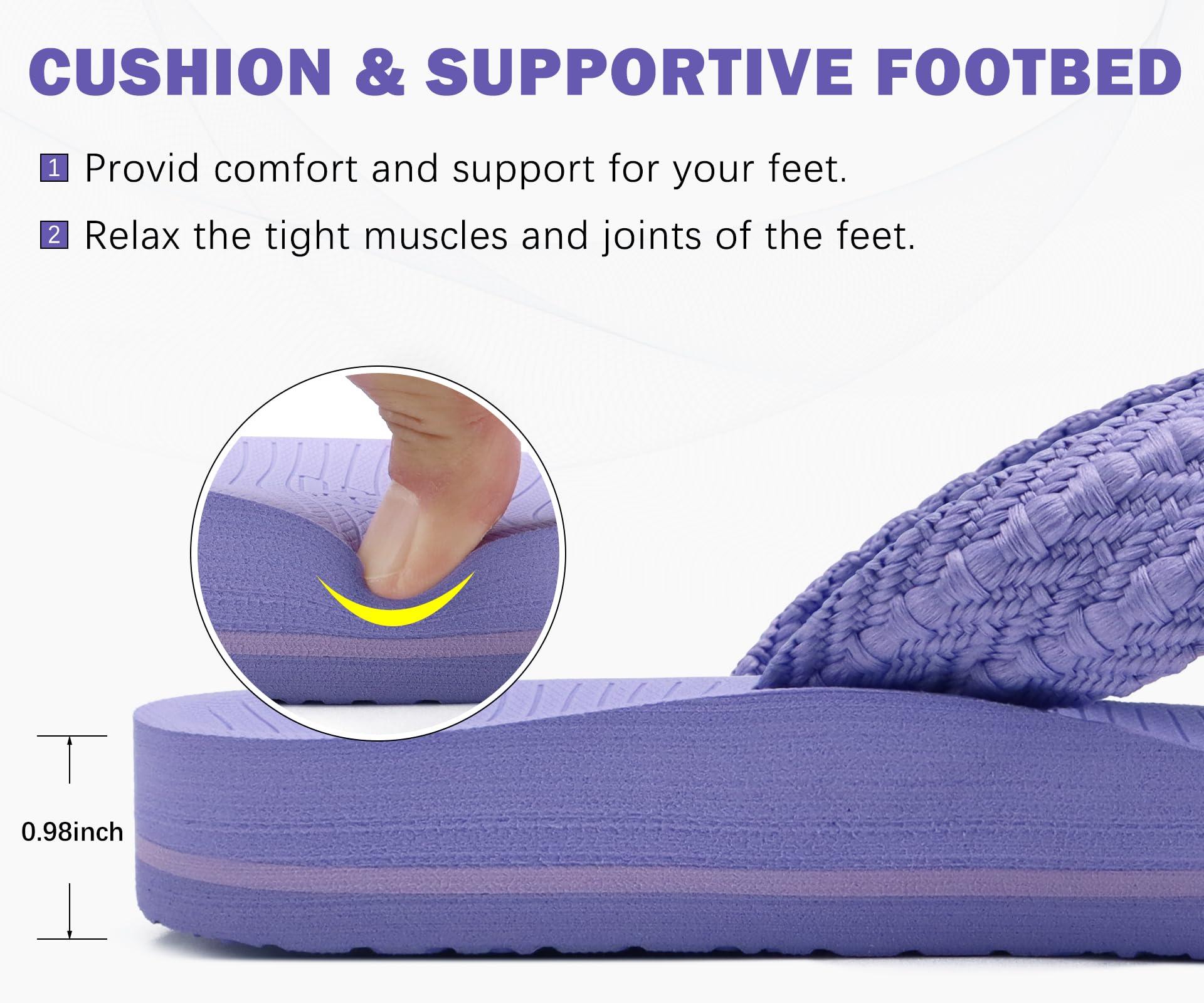 COFACE Womens Orthopedic Flip Flops Comfortable Orthotic Sandals Cushion Recovery Plantar Fasciitis Walking Slip On Ladies Flip Flops for Woman Size 5-11 - Image 4