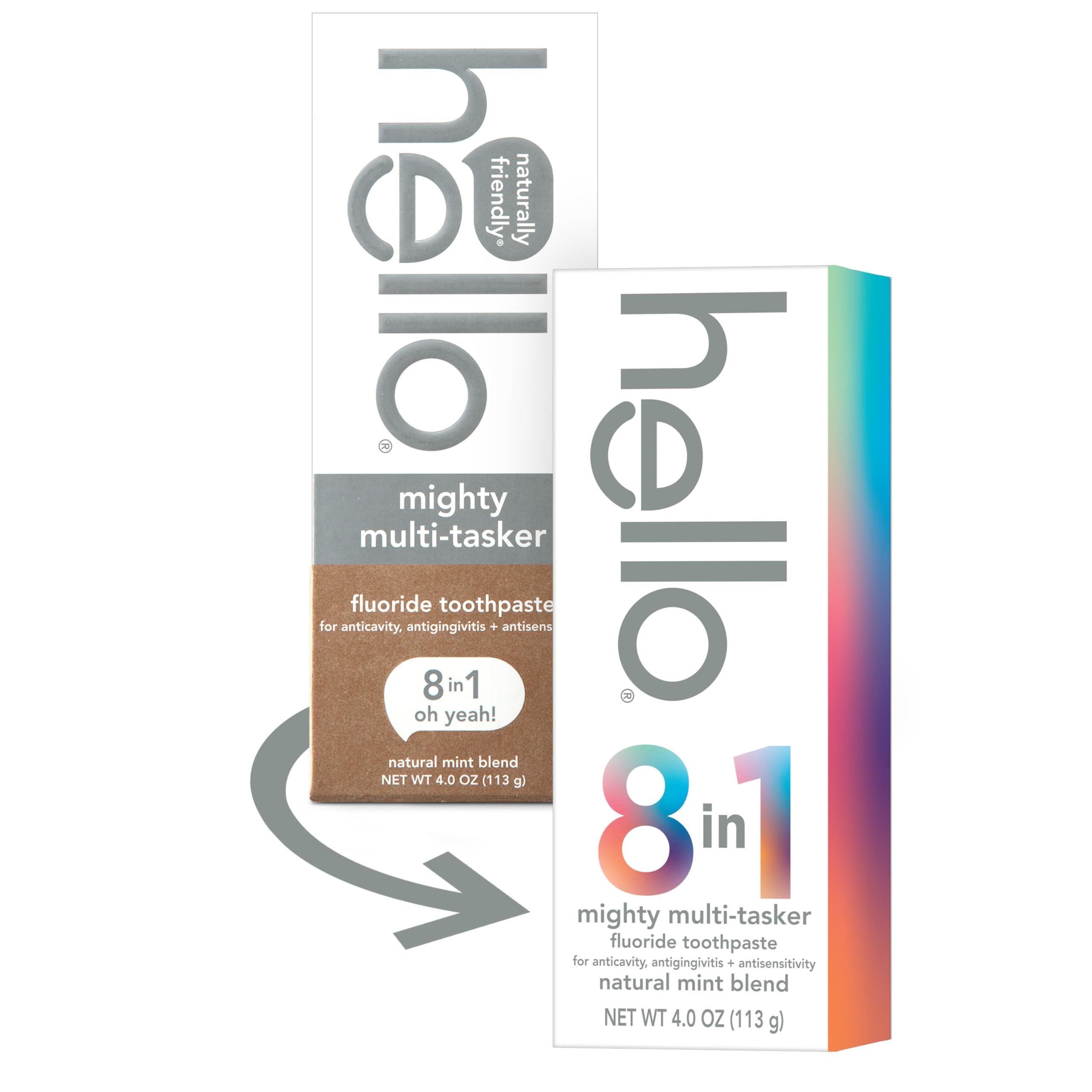 hello Mighty Multitasker Fluoride Toothpaste, 8-in-1 Toothpaste with Minty Flavor, Anticavity, Antigingivitis, Antisensitivity, Strengthens Enamel and Whitens, 2 Pack, 4.0 Oz Tubes - Image 2