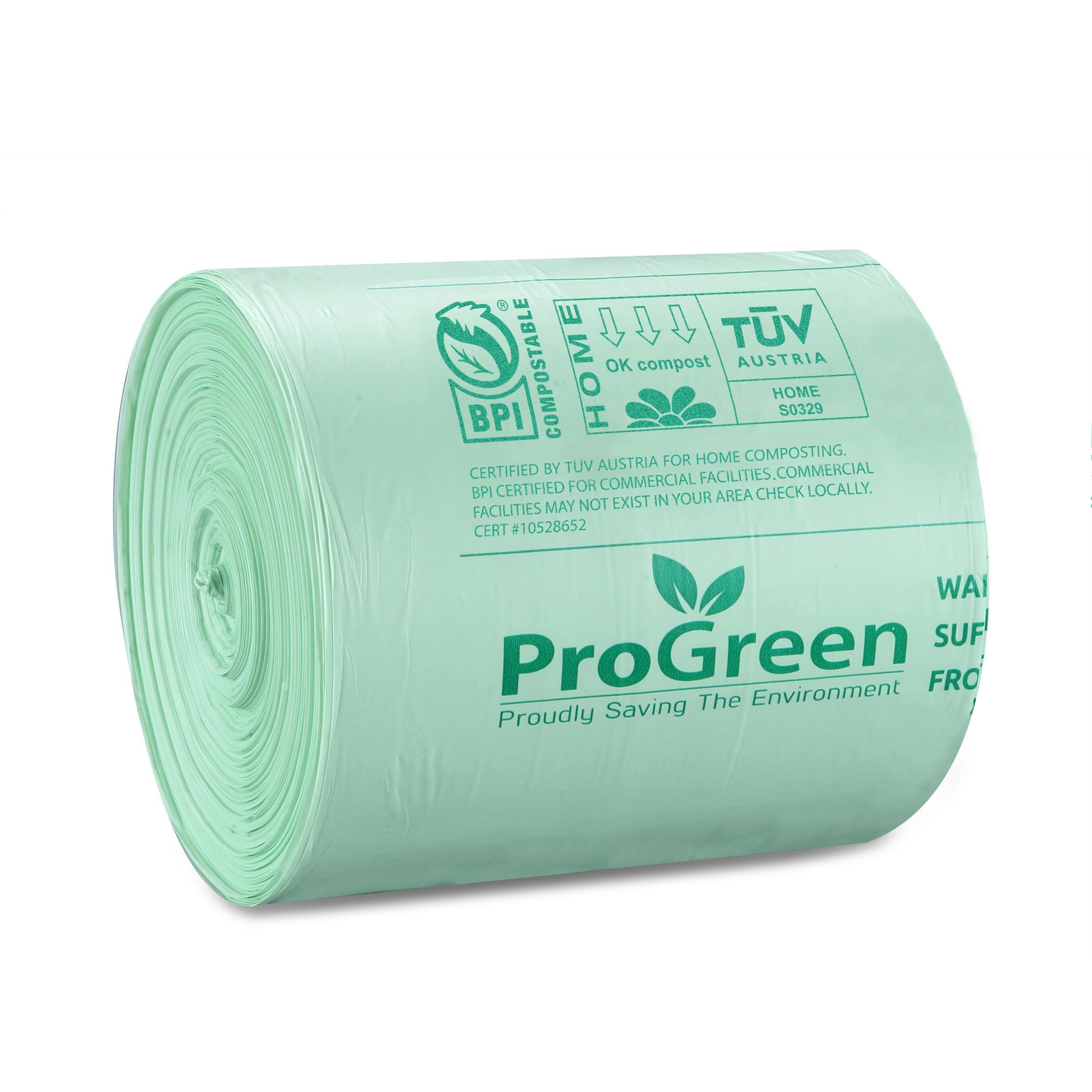 ProGreen Compostable Trash Bags, Extra Thick, Compost Kitchen Bin Bags, Food Scraps Yard Waste Bags, ASTM D6400 BPI and TÜV AUSTRIA Certified (8 Gallon, Pack of 100) - Image 5