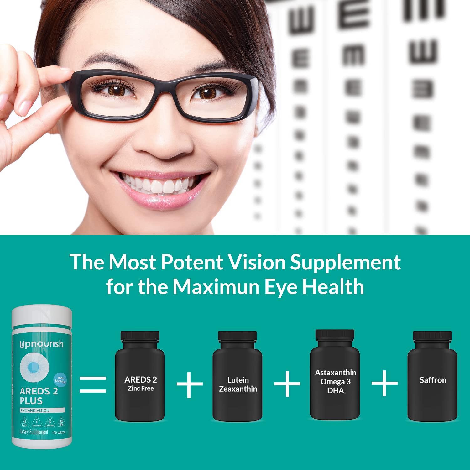 UpNourish AREDS 2+ - Advanced Eye Vitamin Supplement for Macular Health and Dry Eye - Lutein, Zeaxanthin, Saffron, Astaxanthin & DHA - Supports Eye Strain, Pressure, Night Vision - 120 softgels - Image 7