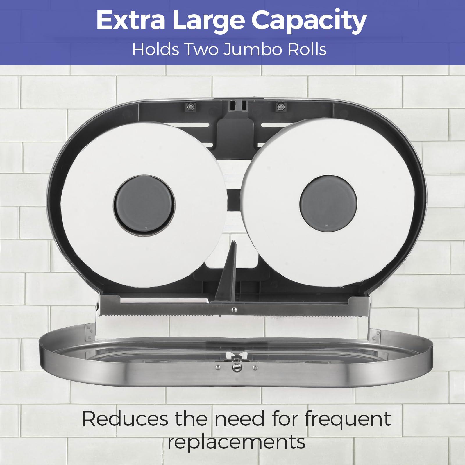 Stardrix Stainless Steel Twin Jumbo Toilet Paper Dispenser Wall Mount, 9" Commercial Double Roll Holder, Industrial Tissue Dispenser with Key Lock, Satin Finish - Image 3