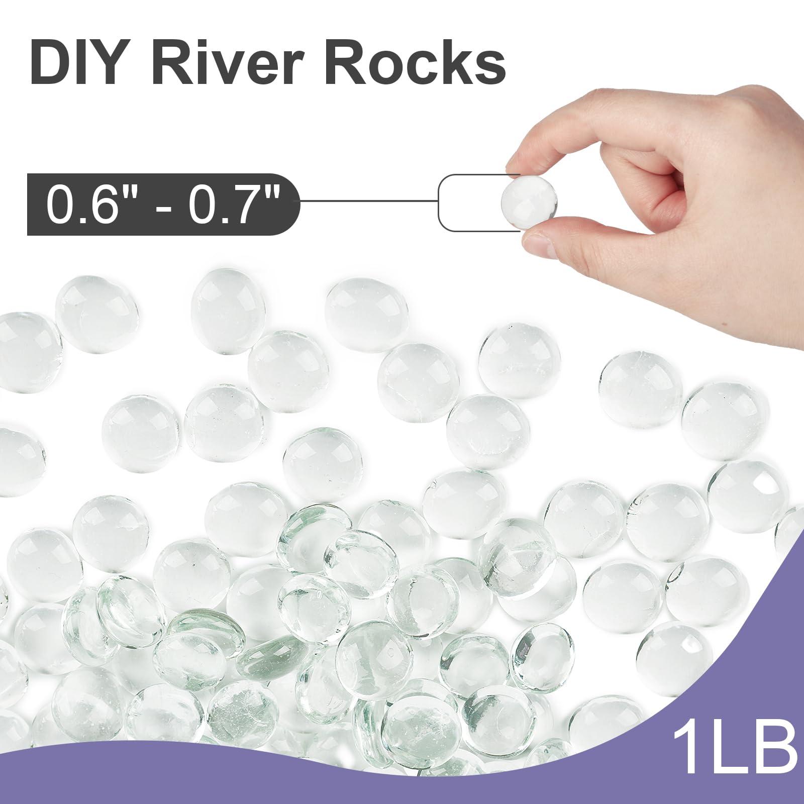 DomeStar 1LB Flat Glass Marbles, Clear Decorative Marbles for Vases Aquarium Pebbles Fish Tank Rocks Vase Fillers DIY Crafts Table Scatter Decor - Image 3