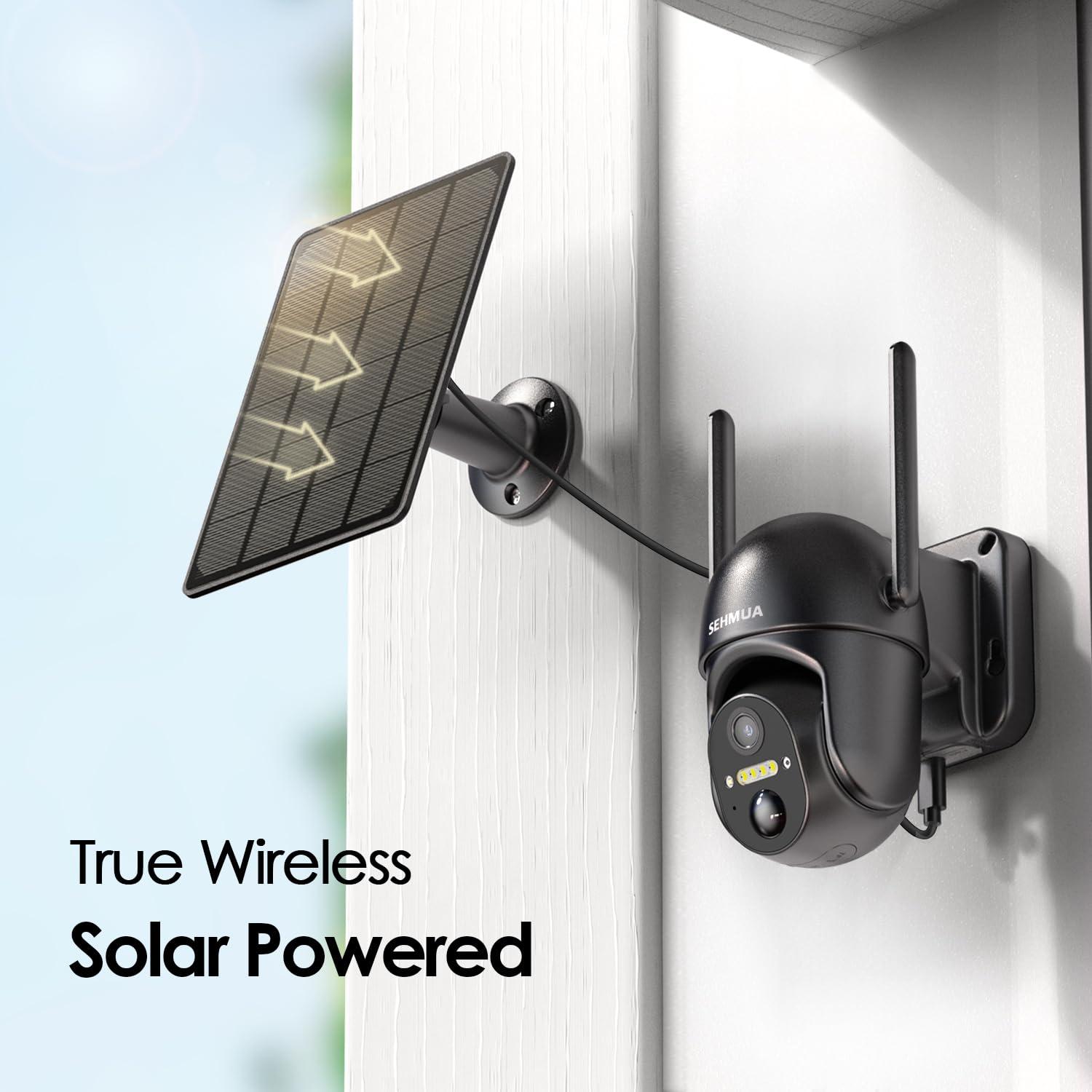 SEHMUA Solar Security Cameras Wireless Outdoor, 2K 360° View Battery Powered Outdoor Camera, WiFi Home Security with Spotlight Color Night Vision, PIR Sensor - Image 2
