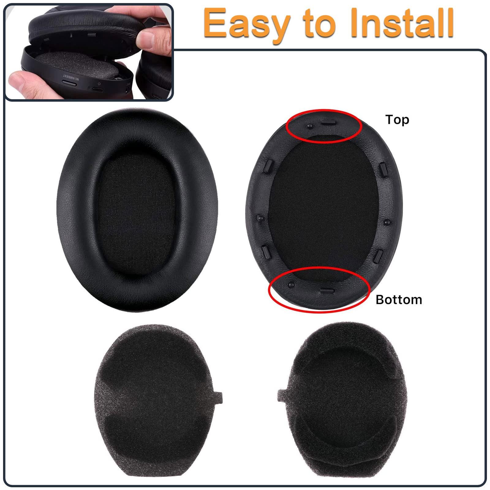 Replacement 1000XM3 Ear Cushion for Sony WH-1000XM3 Over-Ear Headphones, Compatibel WH1000XM3 Ear Pads with Softer Protein Leather, Noise Isolation Memory Foam, Black - Image 4