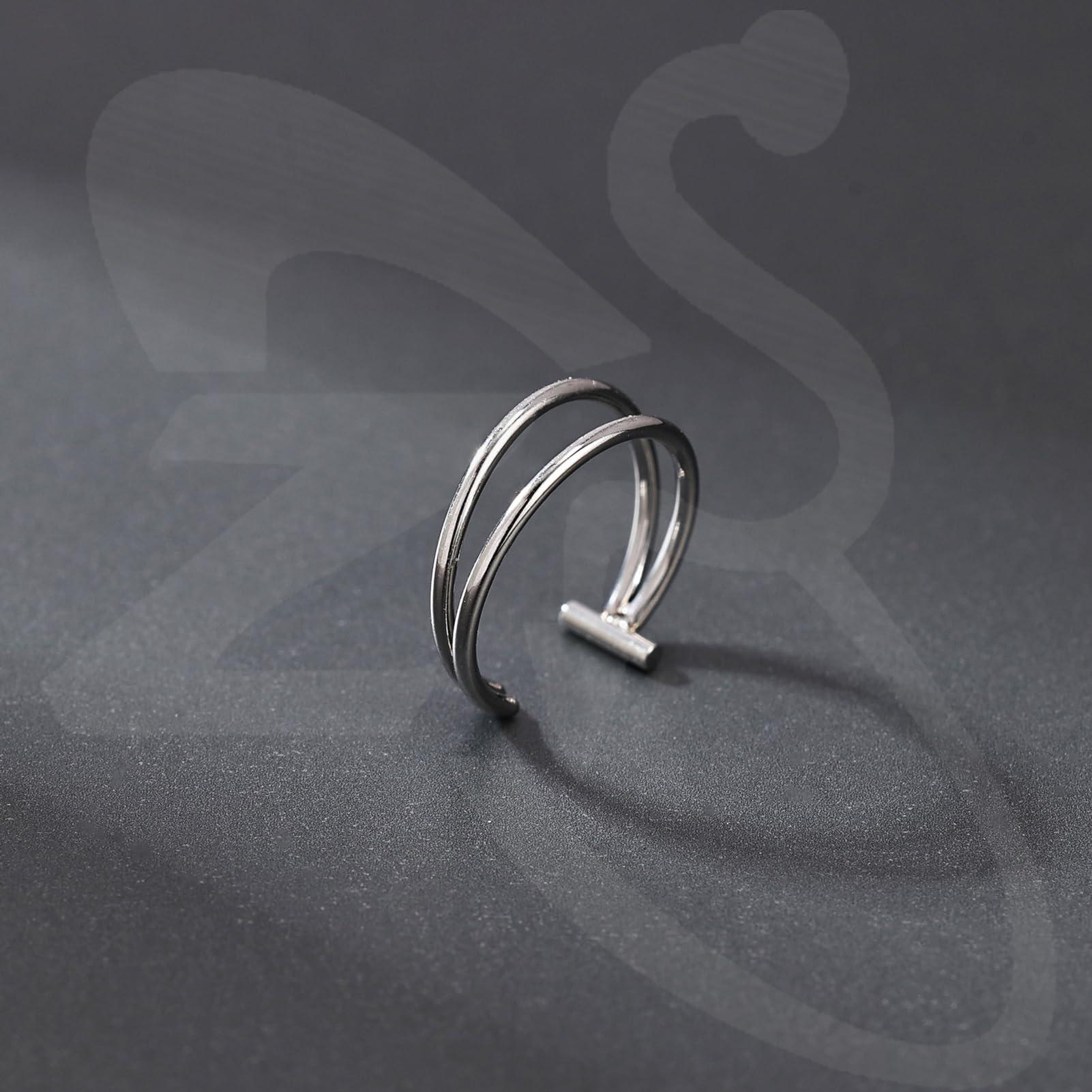 ZS Stainless Steel Fake Lip Ring Vampire Teeth Ring, Adjustable Fake Lip Piercing Non-Piercing Lip Cuff Ear Cuff Earrings Fake Septum Nose Piercing Jewelry For Women Men - Image 5