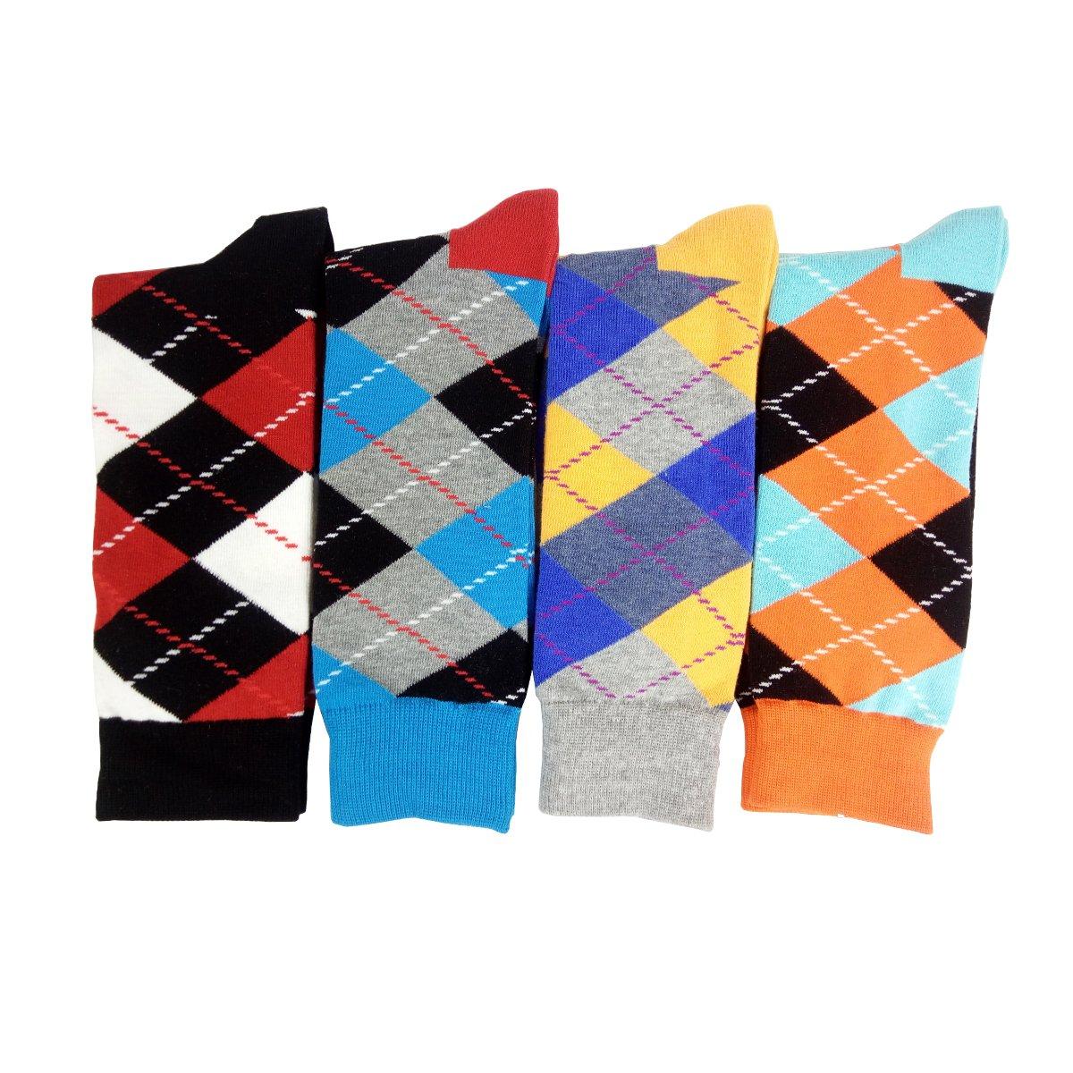 HSELL Funny Mens Colorful Dress Socks Crazy Design Argyle Striped Funky Pattern Cotton Socks for Men Gfits - Image 6