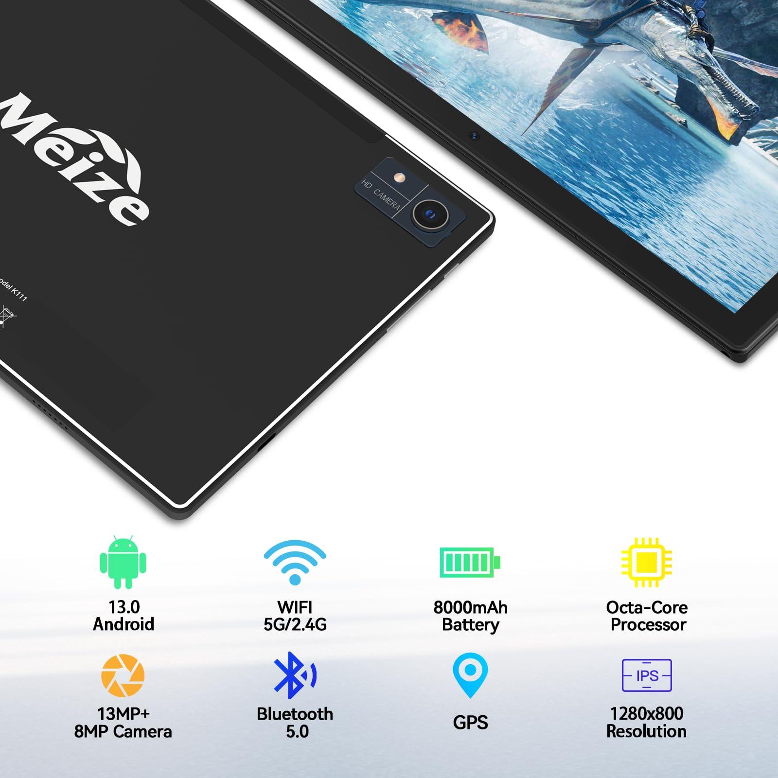 Latest 2025 Android 13 Tablet, 128GB+16(8+8 Expand)GB/512GB Expandable, Octa-Core Tablet with 5G WiFi, 8000mAh Battery, 10.1 inch Tableta with 21MP Camera, Tableta with Keyboard, Bluetooth,Mouse, Case - Image 3
