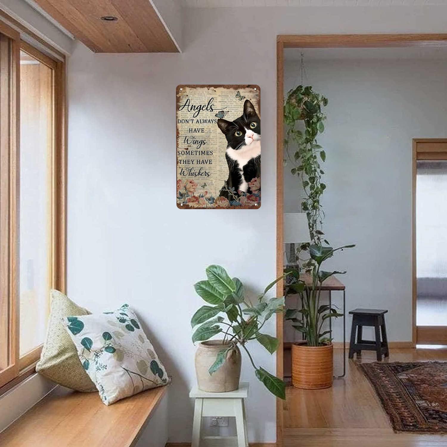 Tuxedo Cat Wall Art - "Angels Don't Always Have Wings" Metal Sign - Ideal Present for Cat Enthusiasts 12 x 8 Inch (3002) - Image 7