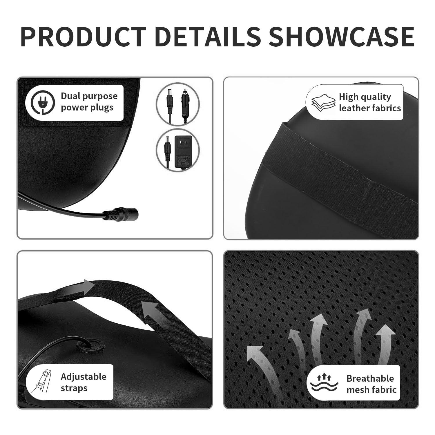 iKristin Back Massager, Shiatsu Neck Massager with Heat, Electric Back Massager for Shoulder, Back, Leg, Deep Tissue Kneading Massage to Relief Muscles, Massage Pillow for Mom/Dad/Women/Men - Image 4
