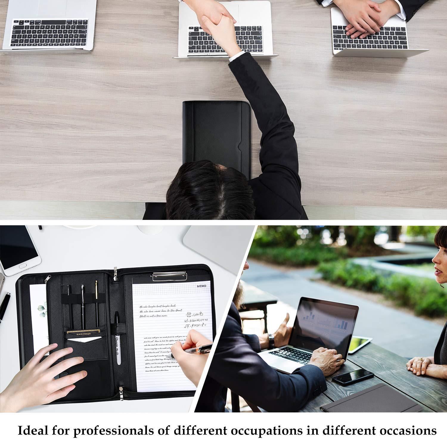 ProCase Portfolio Business Padfolio Folder with Zipper, Conference Meeting Executive File Legal Document Organizer with Pockets Letter Size A4 Writing Pad Notepad Padfolio for Father's Day Gift -Black - Image 5